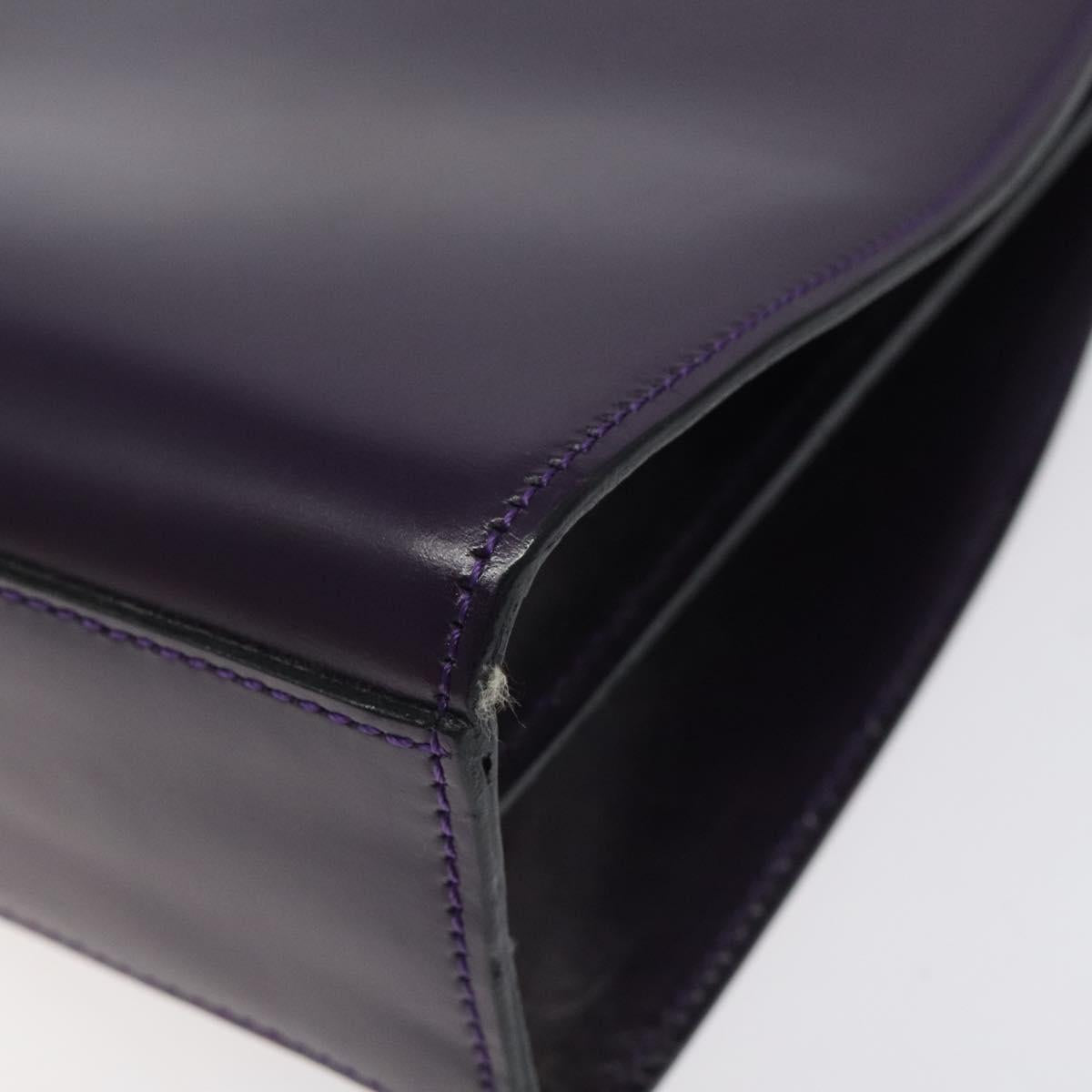 CELINE Hand Bag Leather Purple Gold Auth gh047