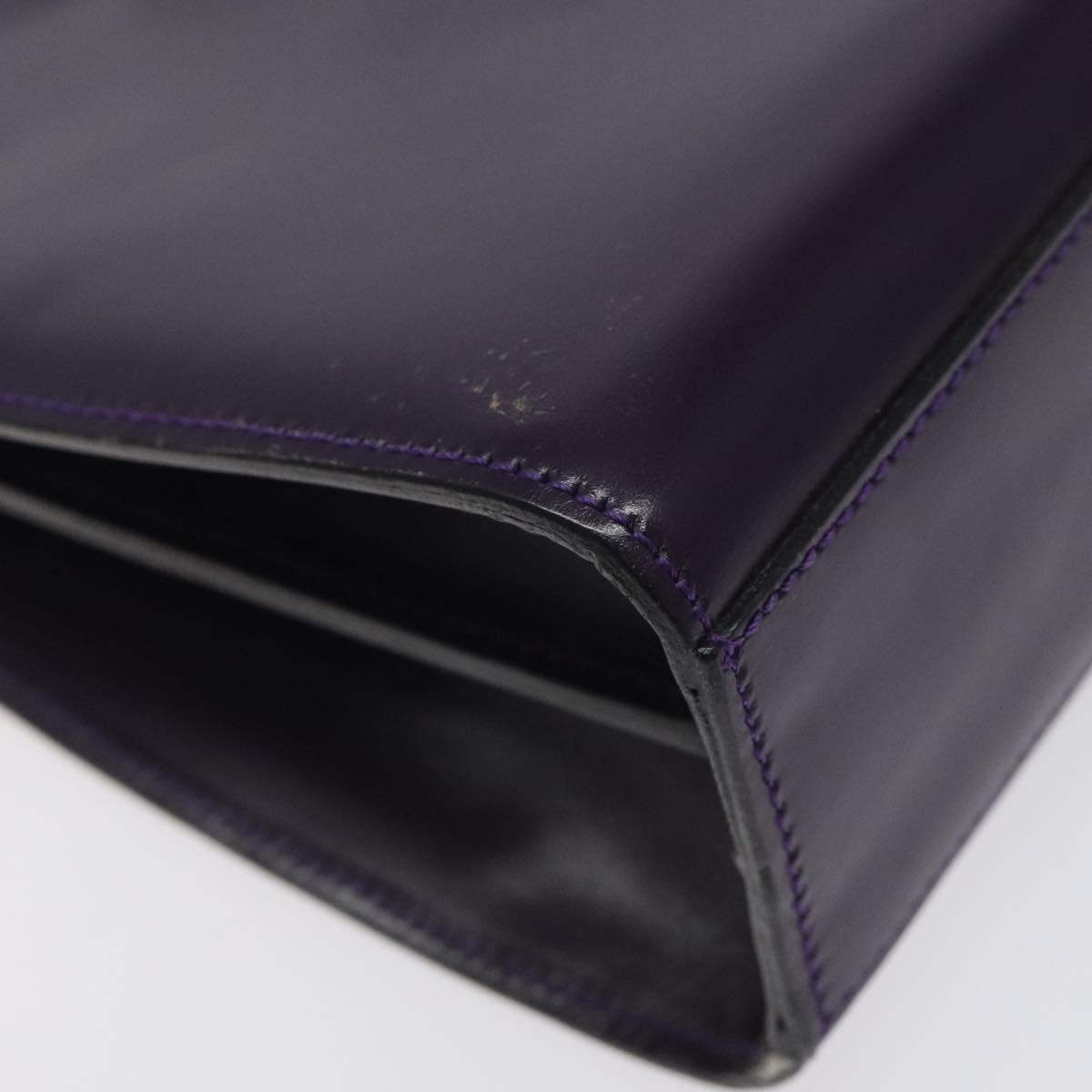 CELINE Hand Bag Leather Purple Gold Auth gh047