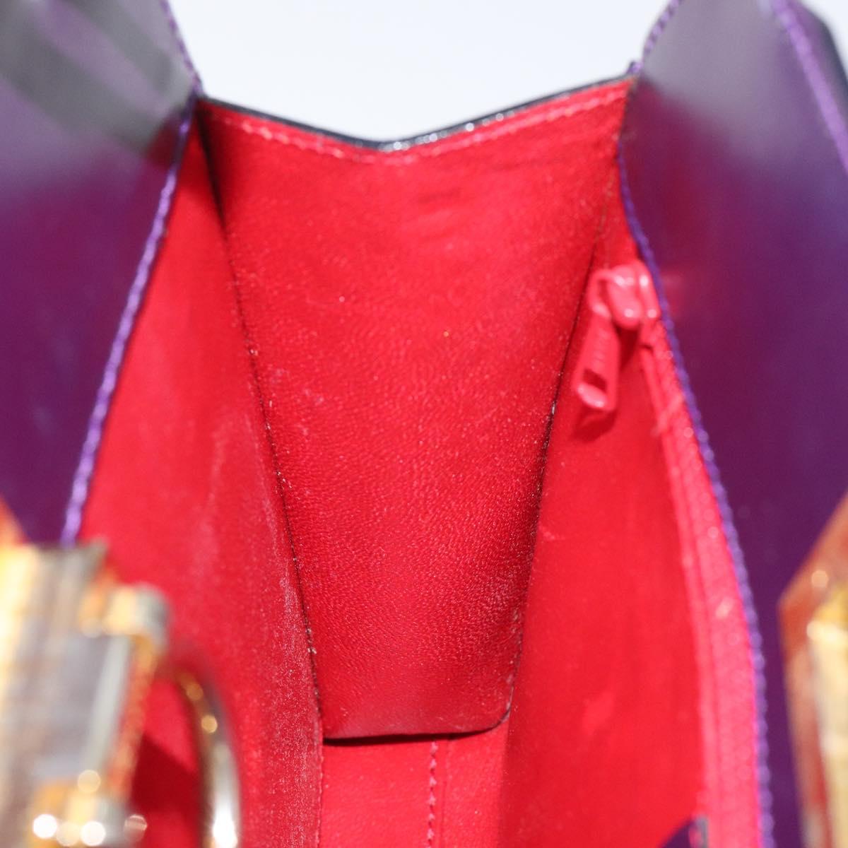 CELINE Hand Bag Leather Purple Gold Auth gh047