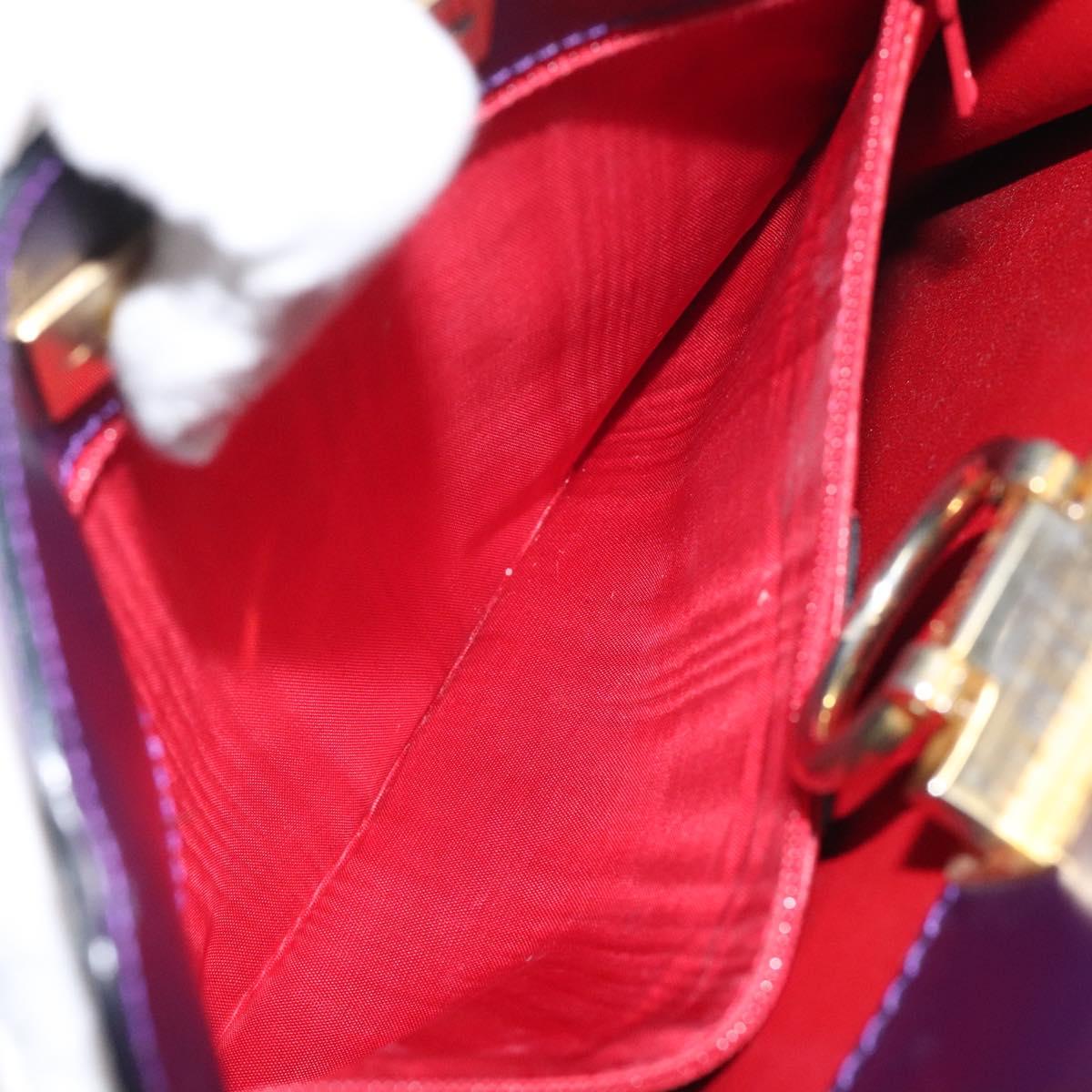 CELINE Hand Bag Leather Purple Gold Auth gh047