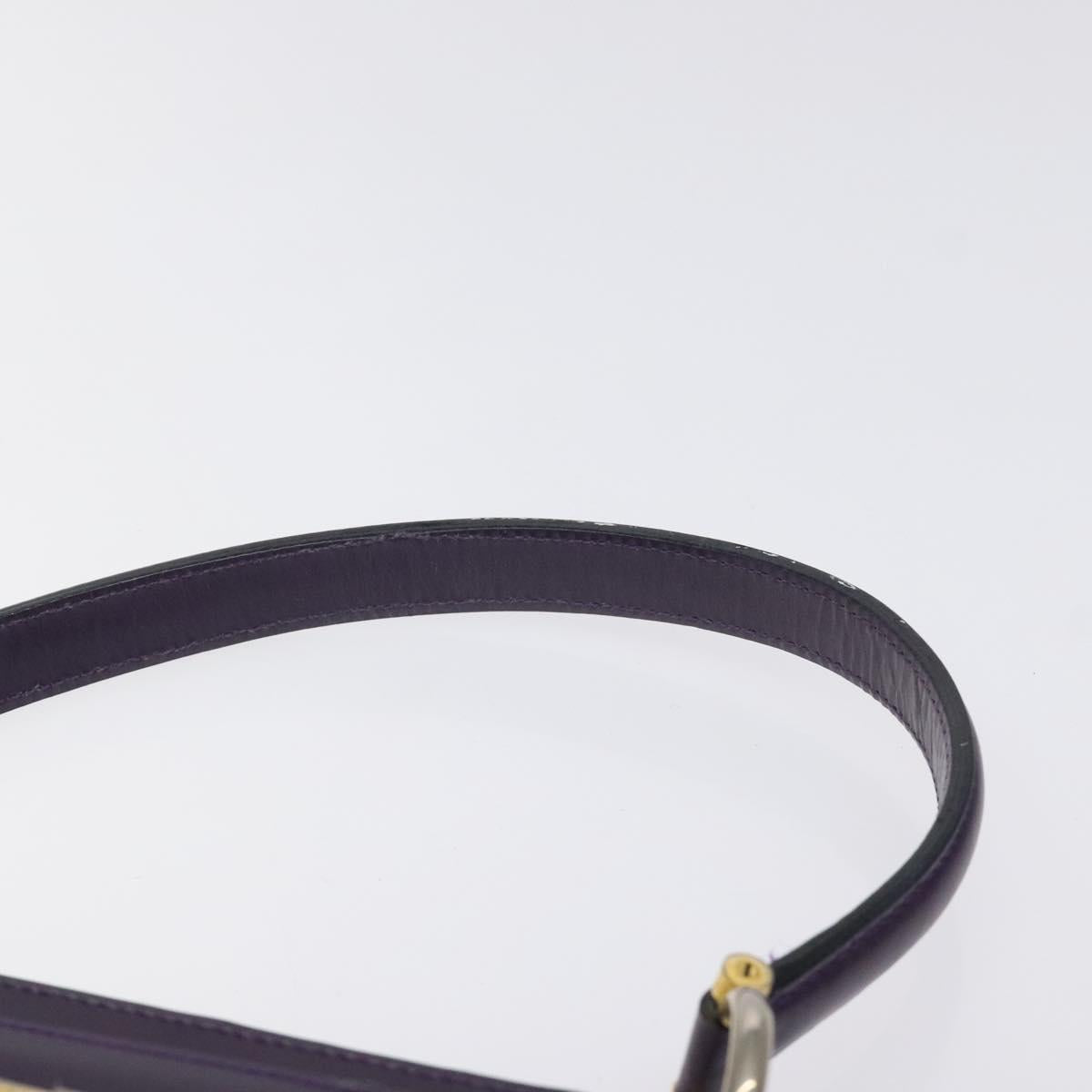 CELINE Hand Bag Leather Purple Gold Auth gh047