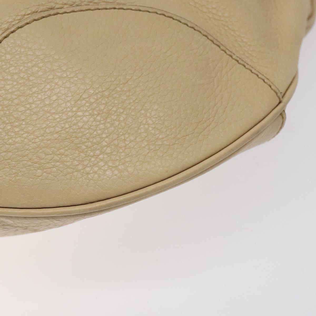 Salvatore Ferragamo Gancini Shoulder Bag Leather Beige Silver Auth gh060