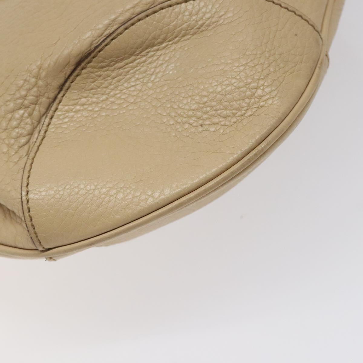 Salvatore Ferragamo Gancini Shoulder Bag Leather Beige Silver Auth gh060