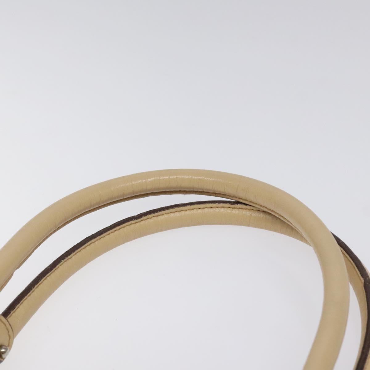 Salvatore Ferragamo Gancini Shoulder Bag Leather Beige Silver Auth gh060