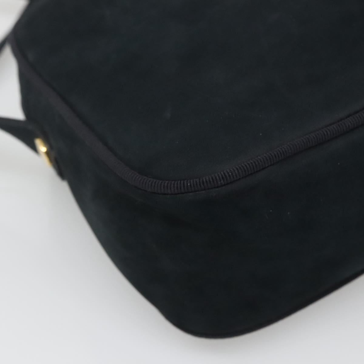 Salvatore Ferragamo Vala Shoulder Bag Suede Navy Gold Auth gh061