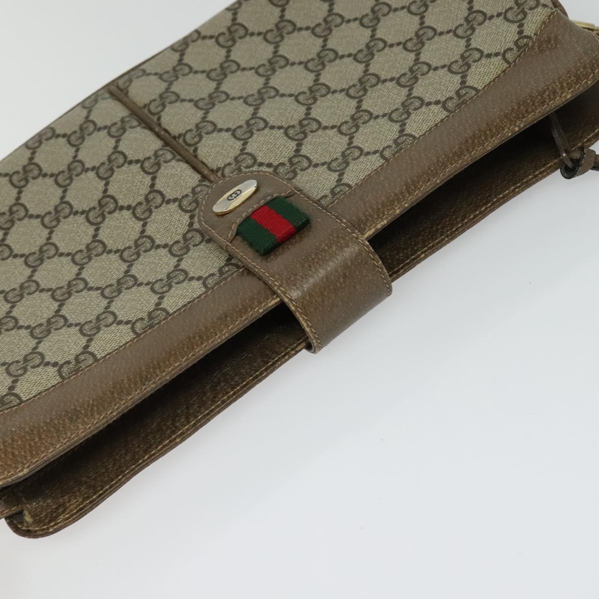 GUCCI GG Supreme Web Sherry Line Bag PVC Beige Red 904 02 043 Auth gh064