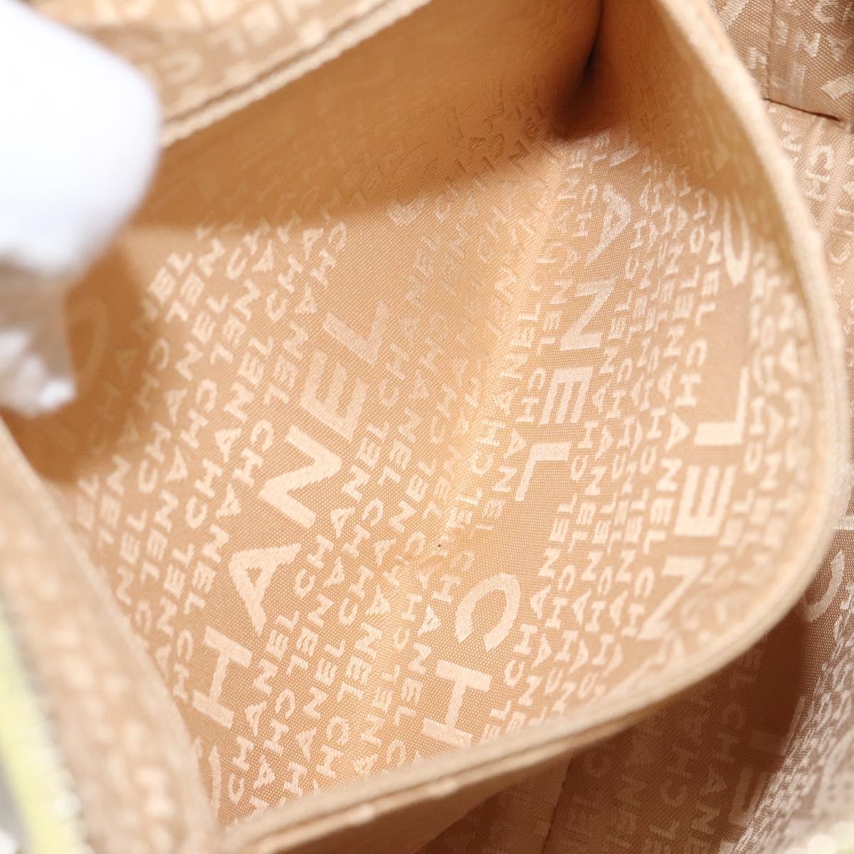 CHANEL Choco Bar COCO Mark Shoulder Bag Lamb Skin Yellow CC Auth gh066