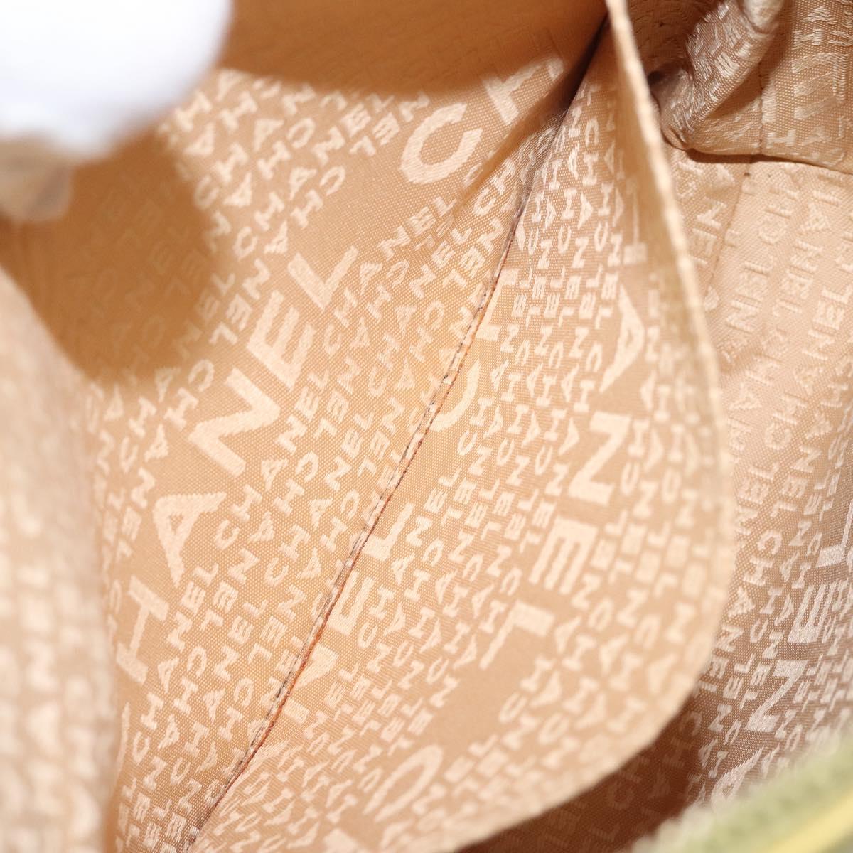 CHANEL Choco Bar COCO Mark Shoulder Bag Lamb Skin Yellow CC Auth gh066