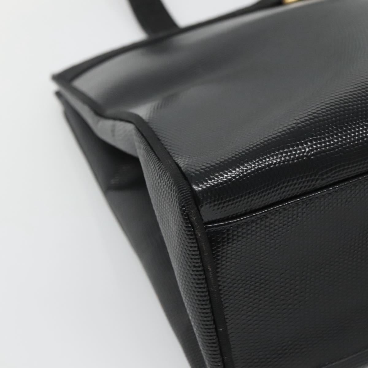 Salvatore Ferragamo Tote Bag Leather Embossed Black Gold Auth gh067