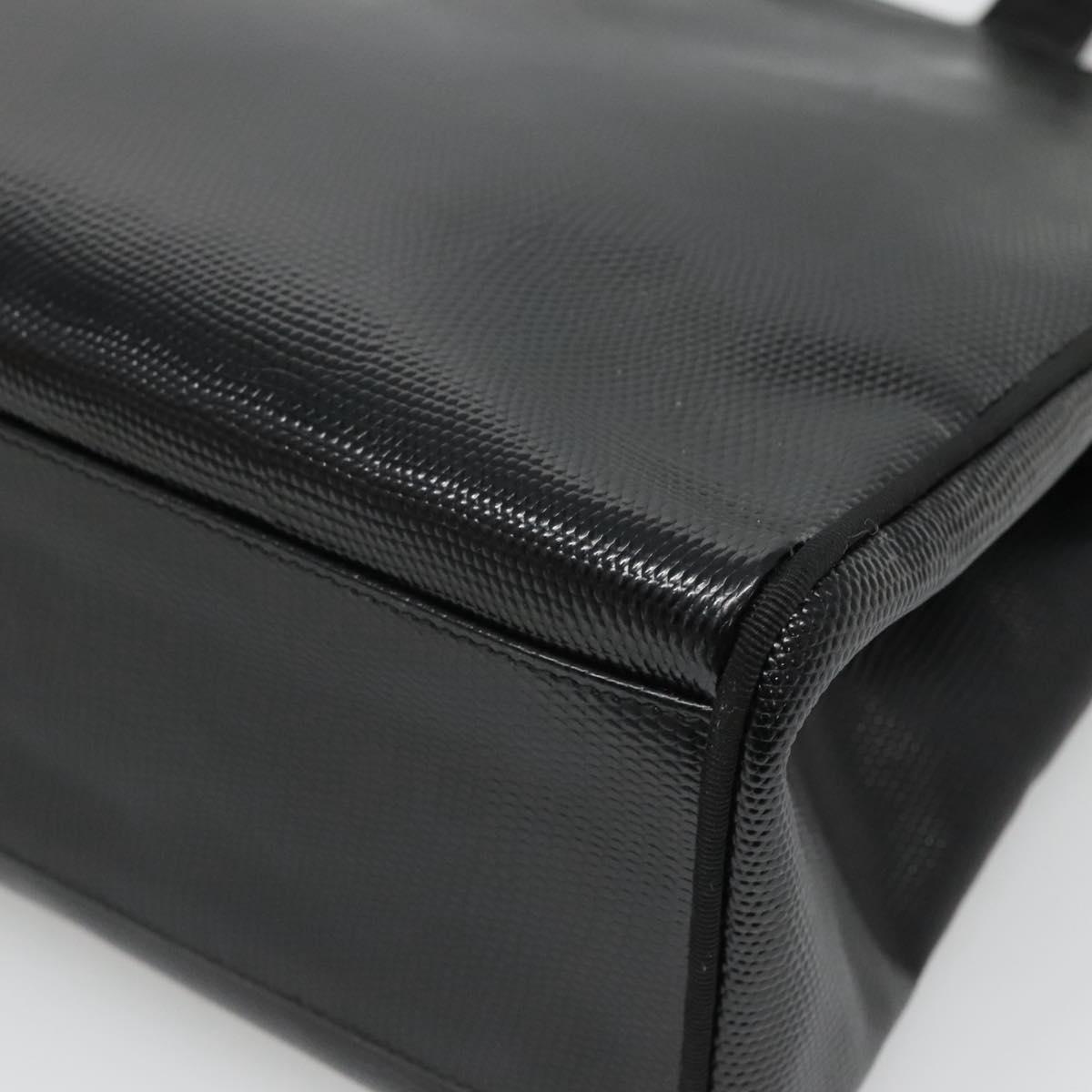 Salvatore Ferragamo Tote Bag Leather Embossed Black Gold Auth gh067