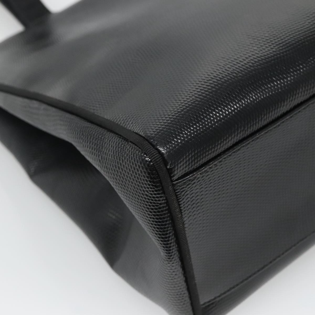 Salvatore Ferragamo Tote Bag Leather Embossed Black Gold Auth gh067