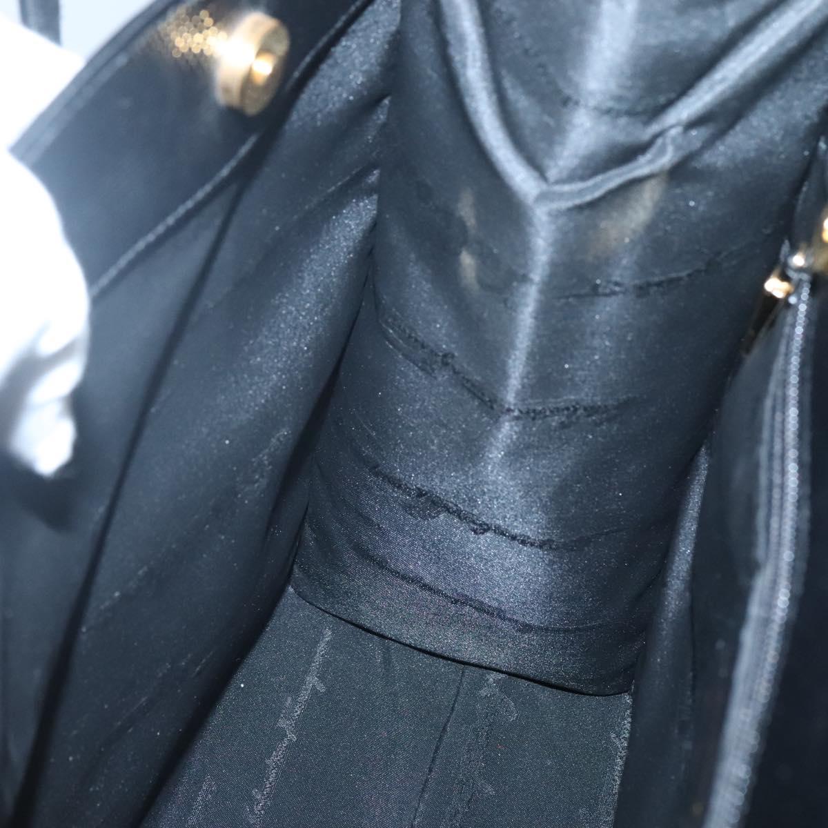 Salvatore Ferragamo Tote Bag Leather Embossed Black Gold Auth gh067