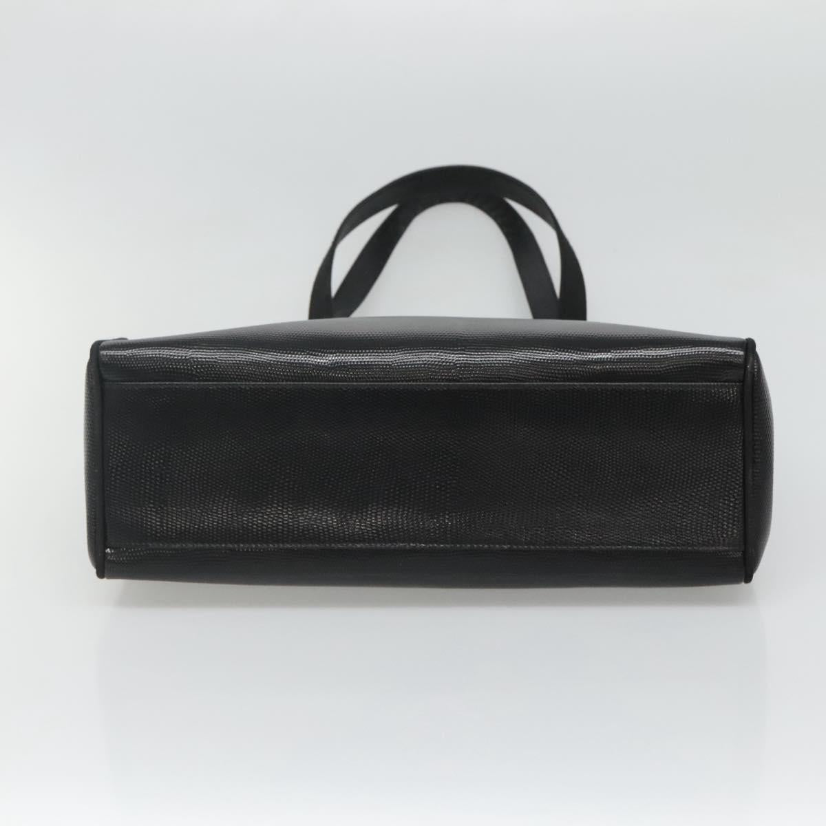 Salvatore Ferragamo Tote Bag Leather Embossed Black Gold Auth gh067