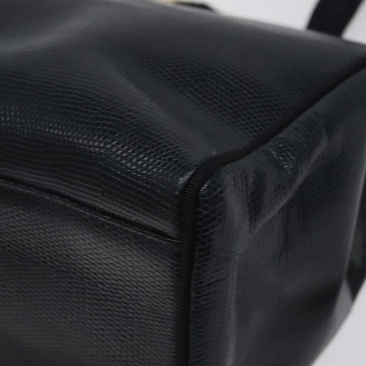 Salvatore Ferragamo Tote Bag Leather Embossed Navy Gold Auth gh069