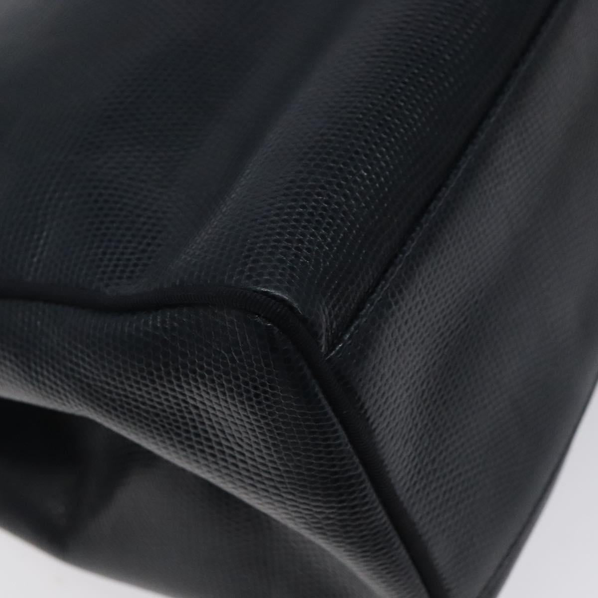 Salvatore Ferragamo Tote Bag Leather Embossed Navy Gold Auth gh069