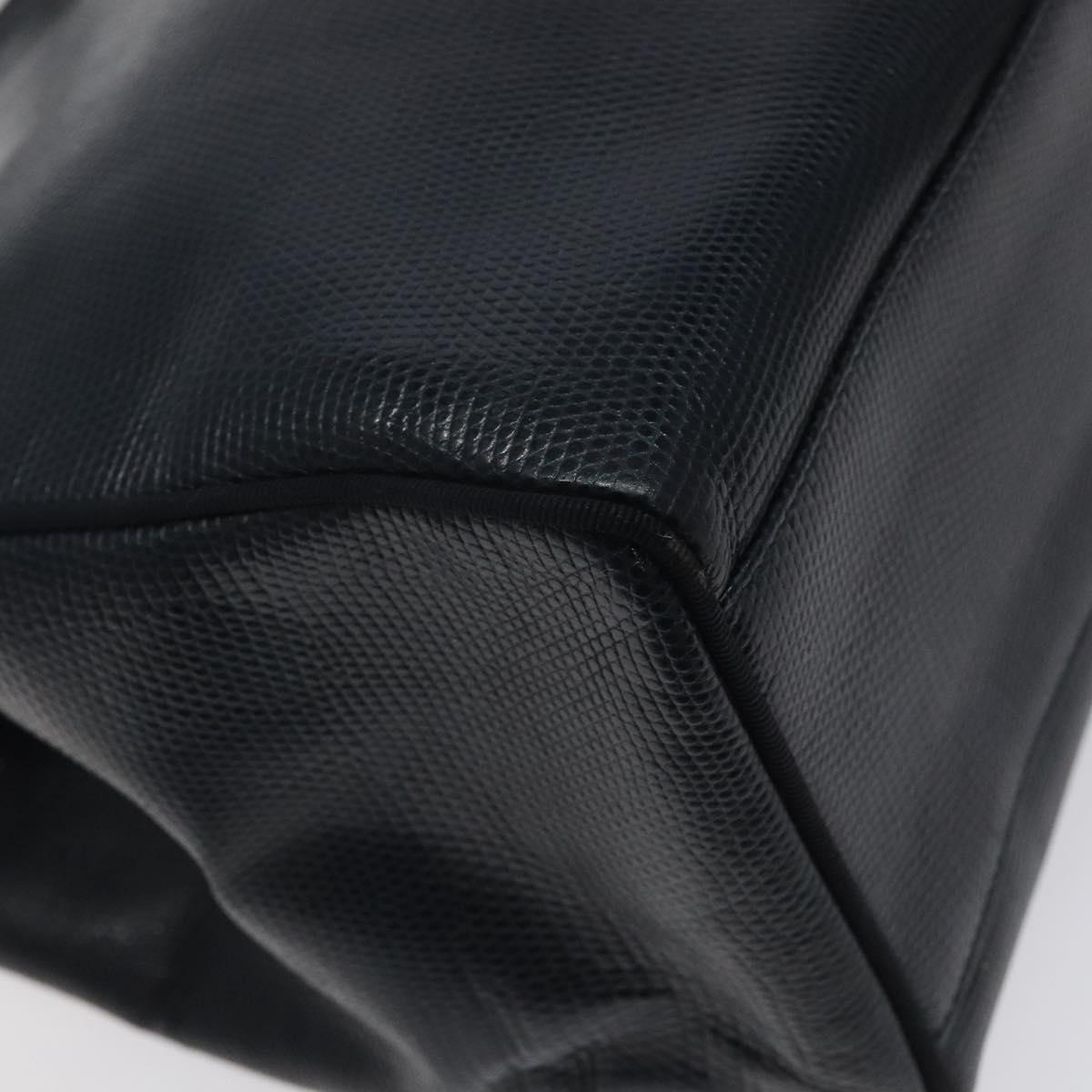 Salvatore Ferragamo Tote Bag Leather Embossed Navy Gold Auth gh069