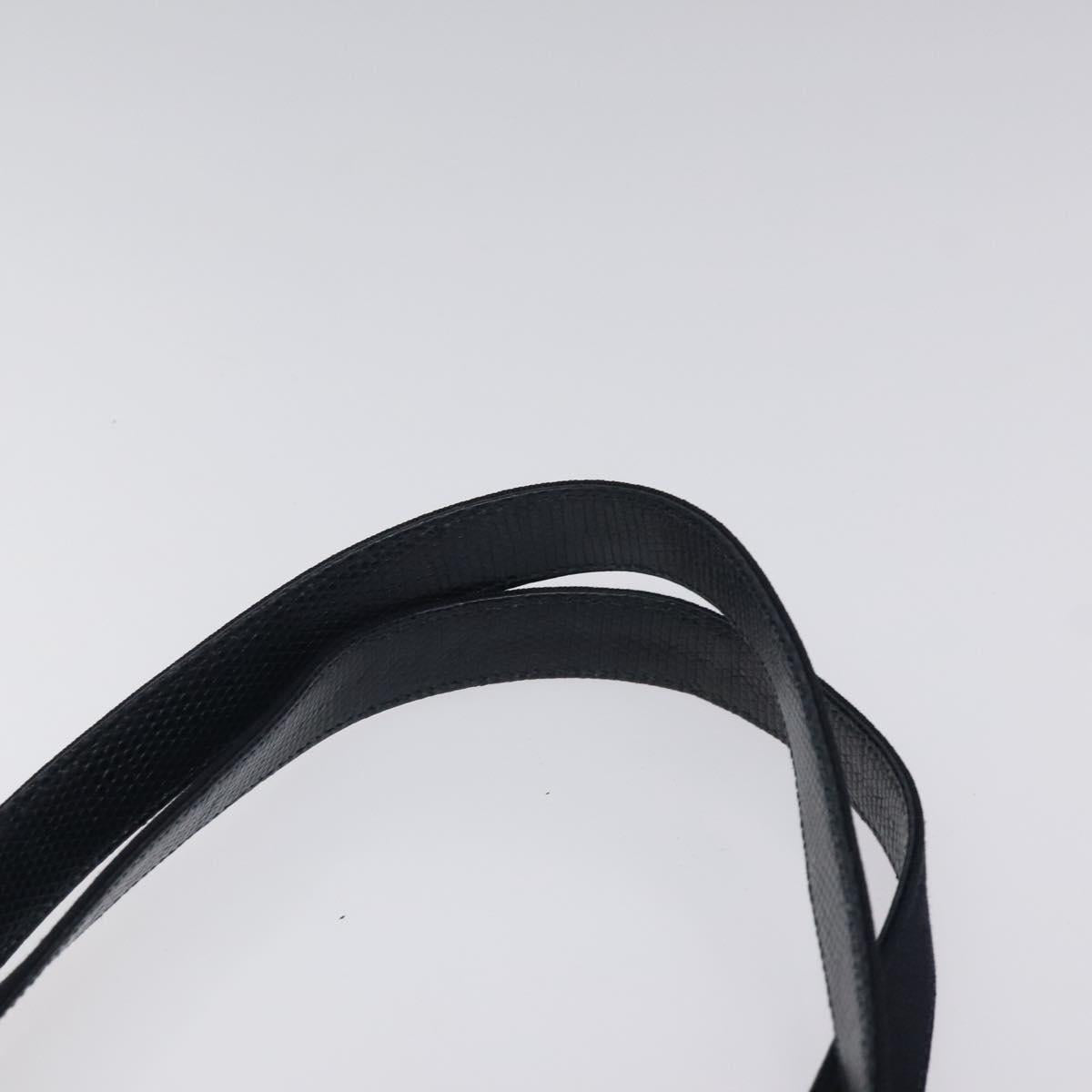 Salvatore Ferragamo Tote Bag Leather Embossed Navy Gold Auth gh069