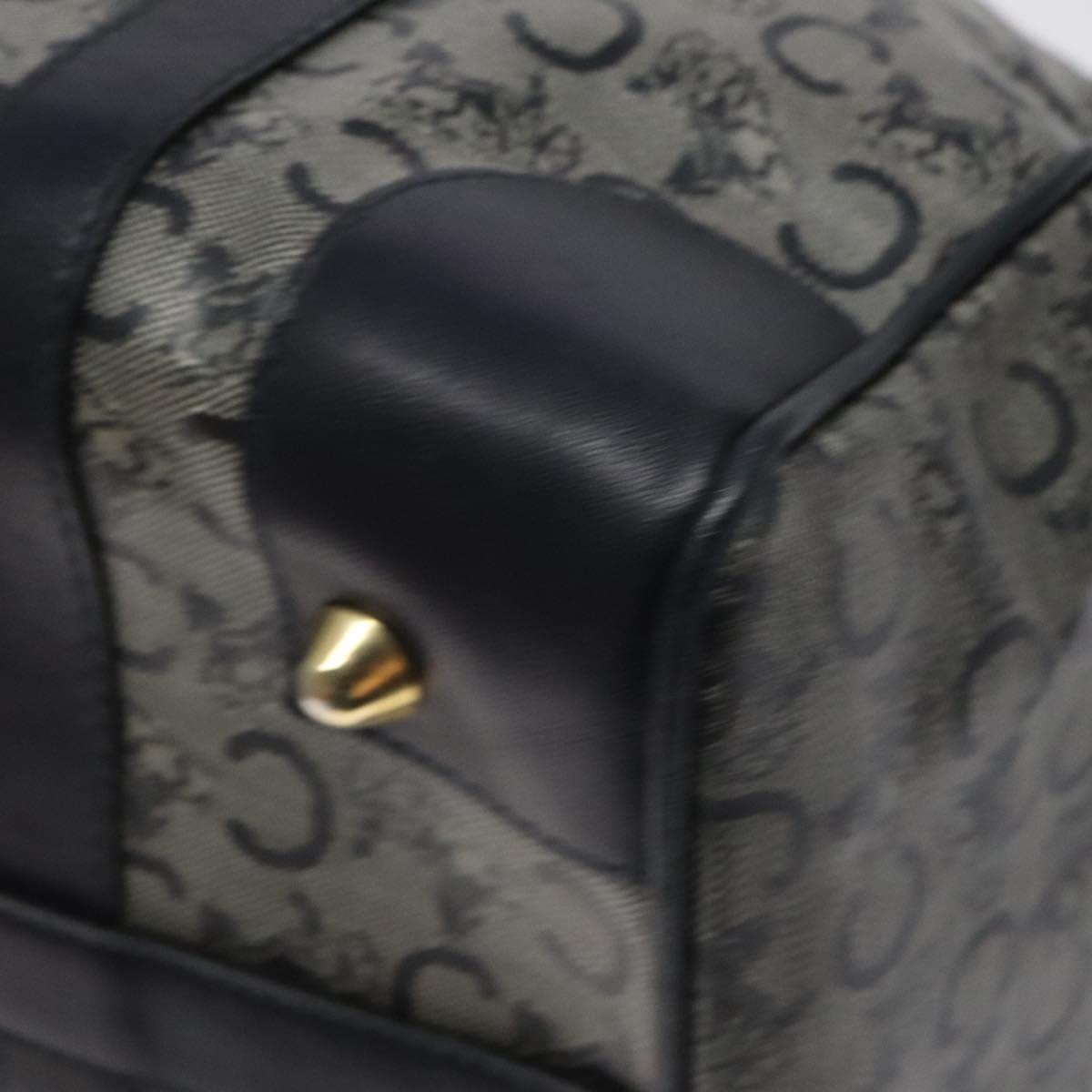 CELINE C Sulky Hand Bag Coated Canvas Navy Gold Auth gh070