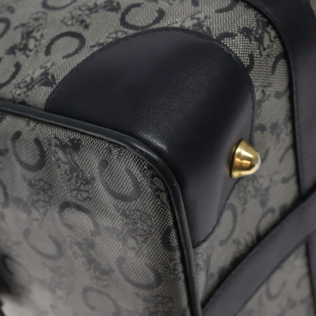 CELINE C Sulky Hand Bag Coated Canvas Navy Gold Auth gh070