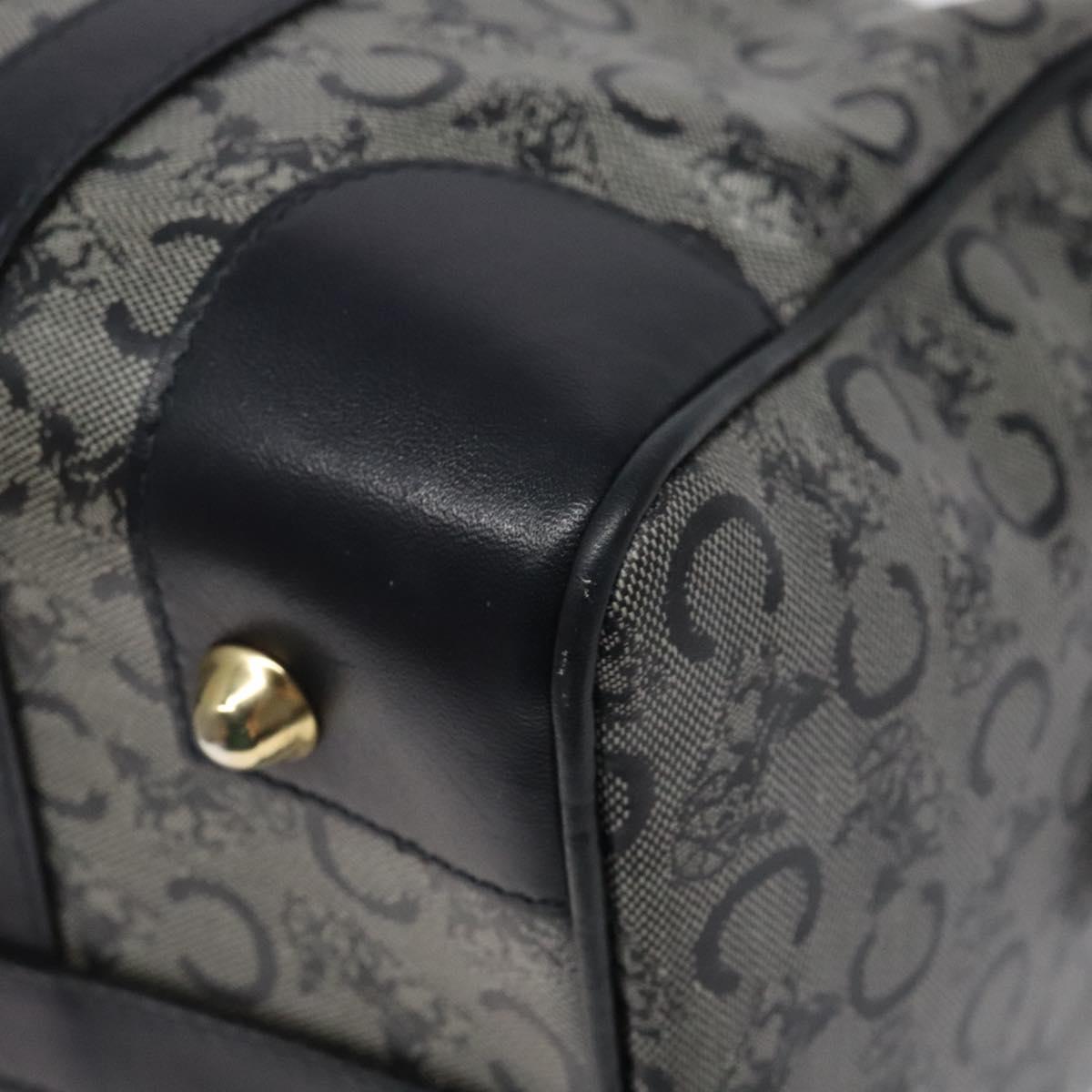 CELINE C Sulky Hand Bag Coated Canvas Navy Gold Auth gh070