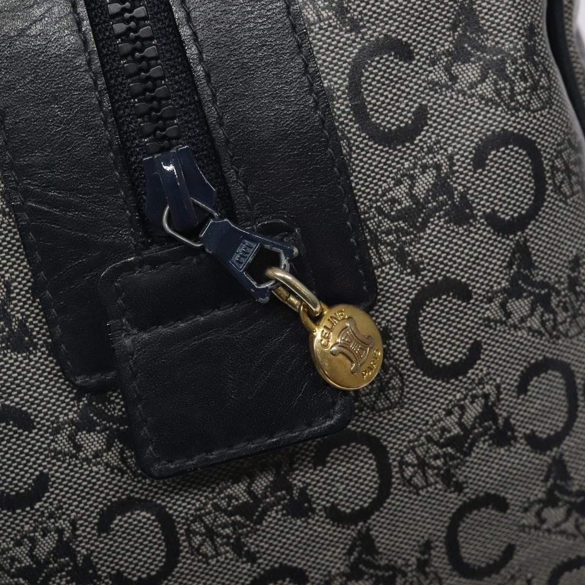 CELINE C Sulky Hand Bag Coated Canvas Navy Gold Auth gh070