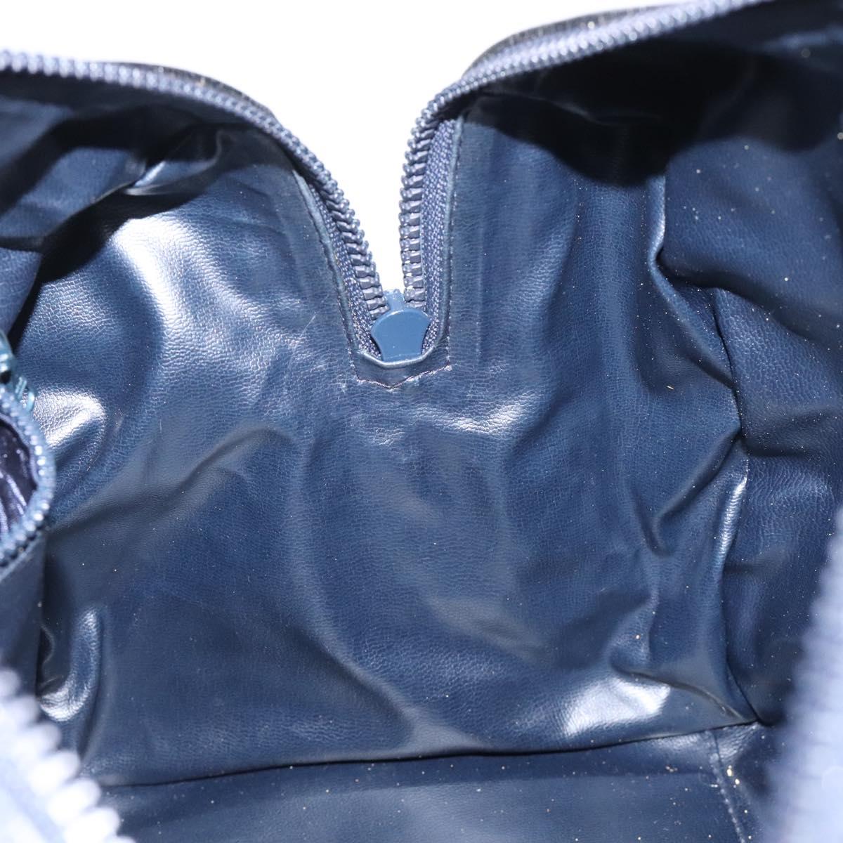 CELINE C Sulky Hand Bag Coated Canvas Navy Gold Auth gh070