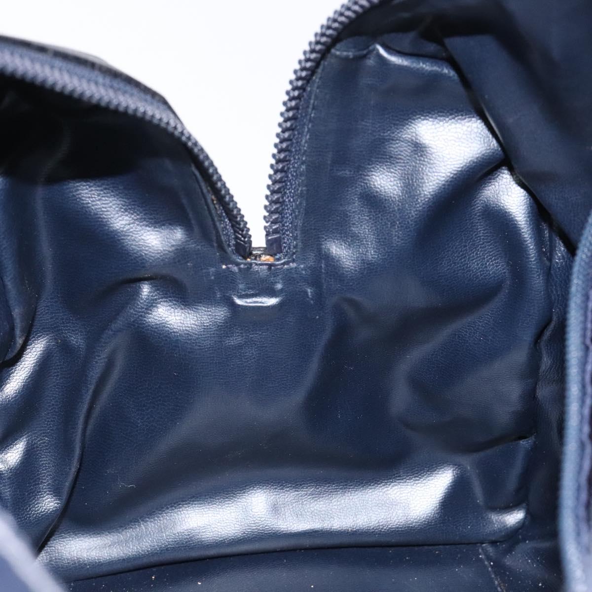 CELINE C Sulky Hand Bag Coated Canvas Navy Gold Auth gh070