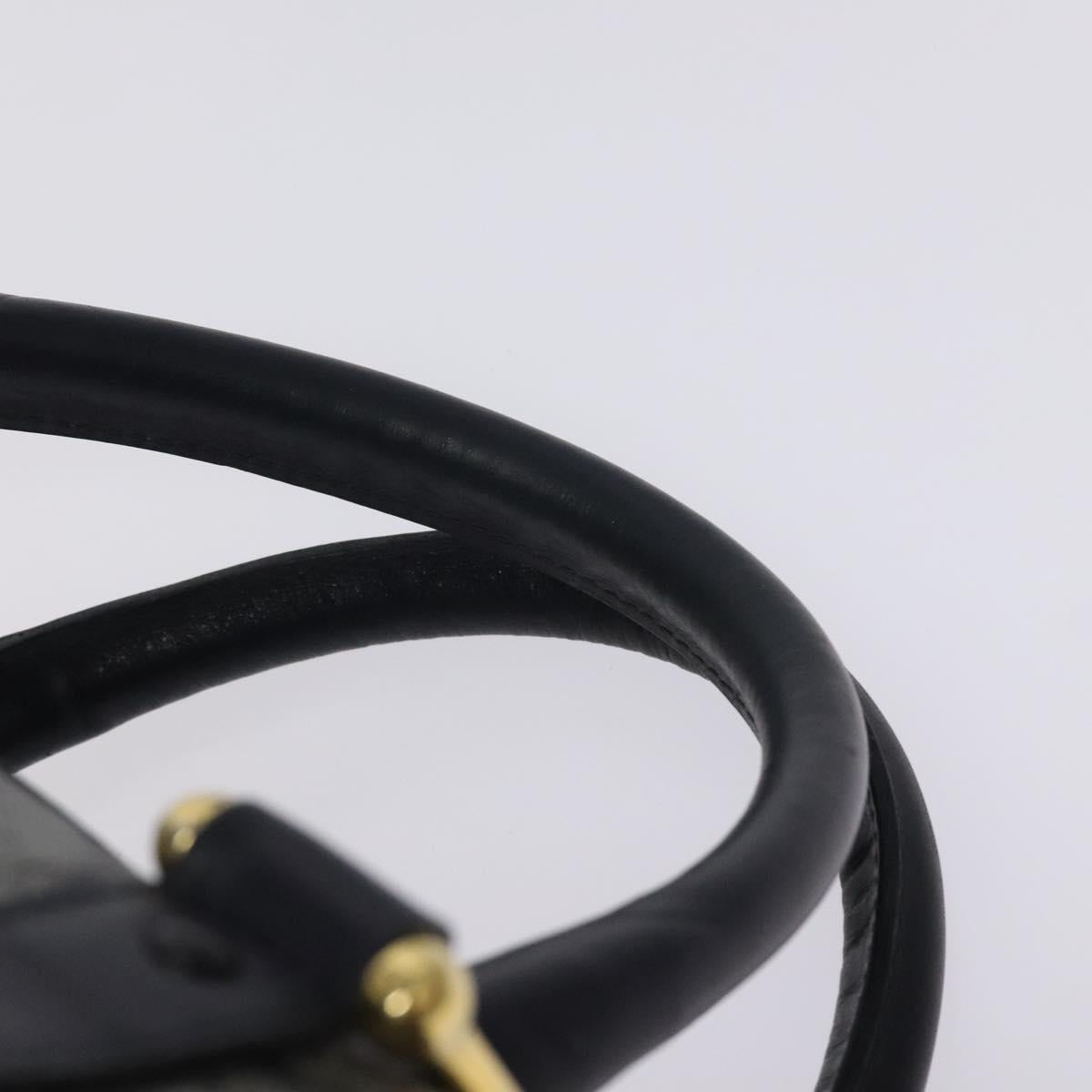 CELINE C Sulky Hand Bag Coated Canvas Navy Gold Auth gh070