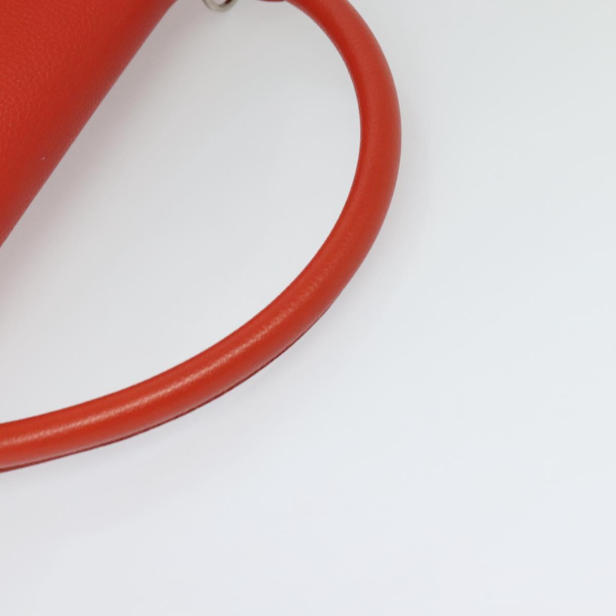 CELINE Trapeze Medium Hand Bag Suede Leather 2way Red Silver Auth gh084