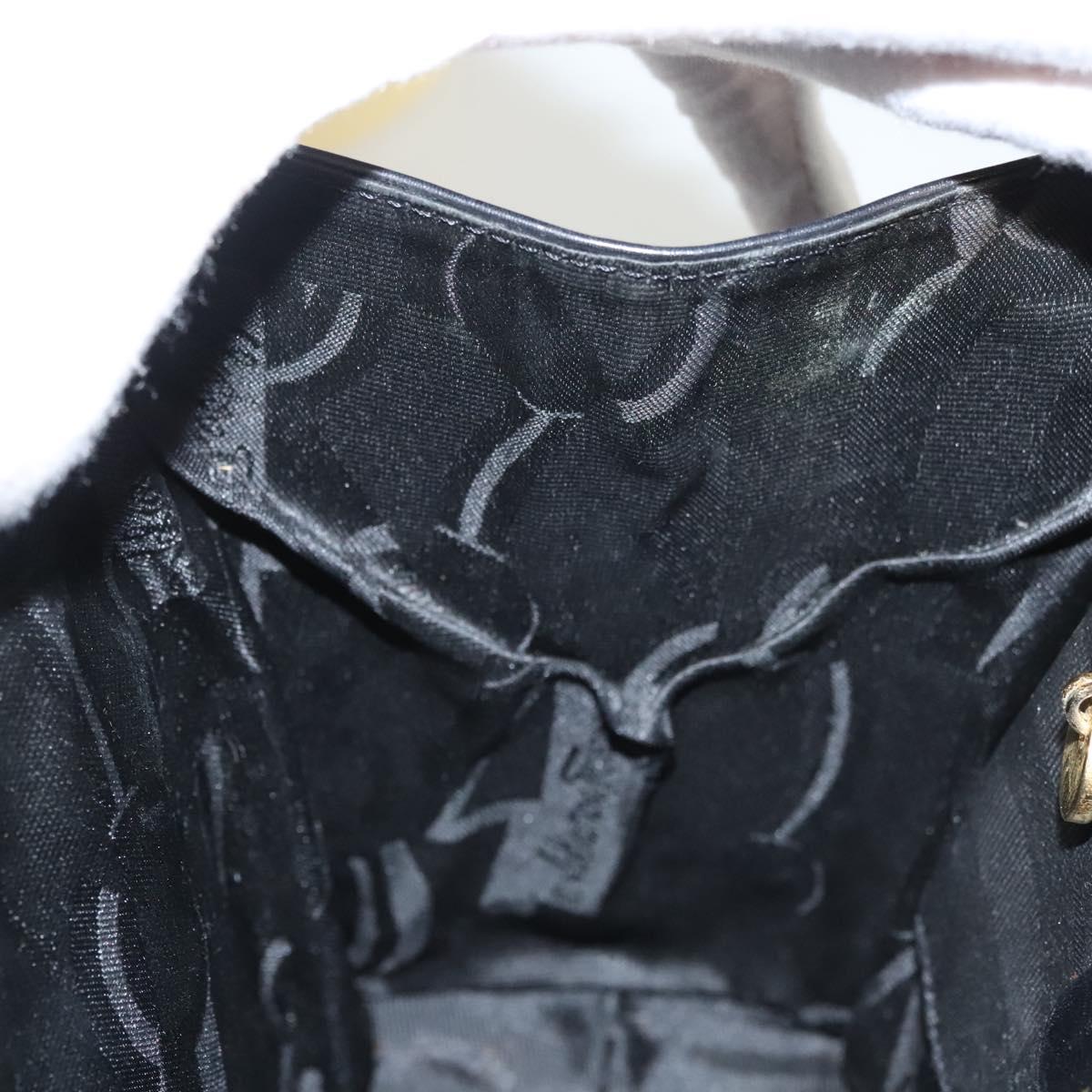 Salvatore Ferragamo Vala Hand Bag Leather 2way Black Gold Auth gh088