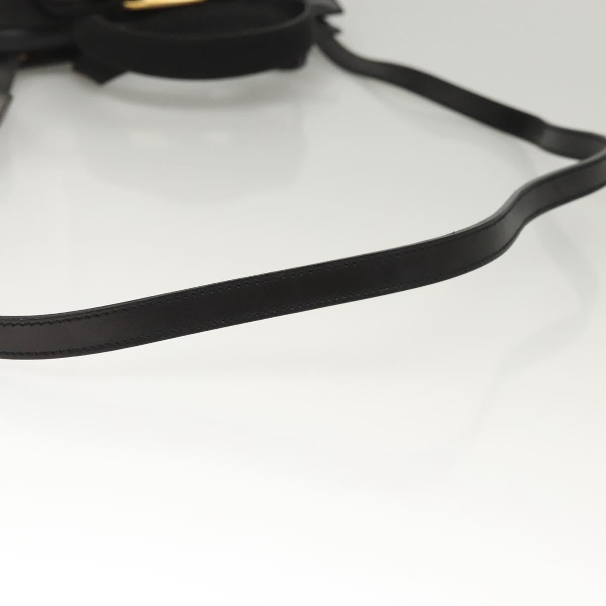 Salvatore Ferragamo Vala Hand Bag Leather 2way Black Gold Auth gh088