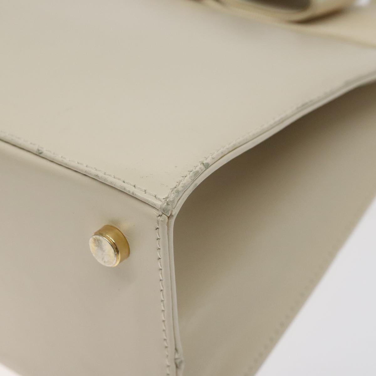 Salvatore Ferragamo Vala Hand Bag Leather Beige Gold Auth gh089