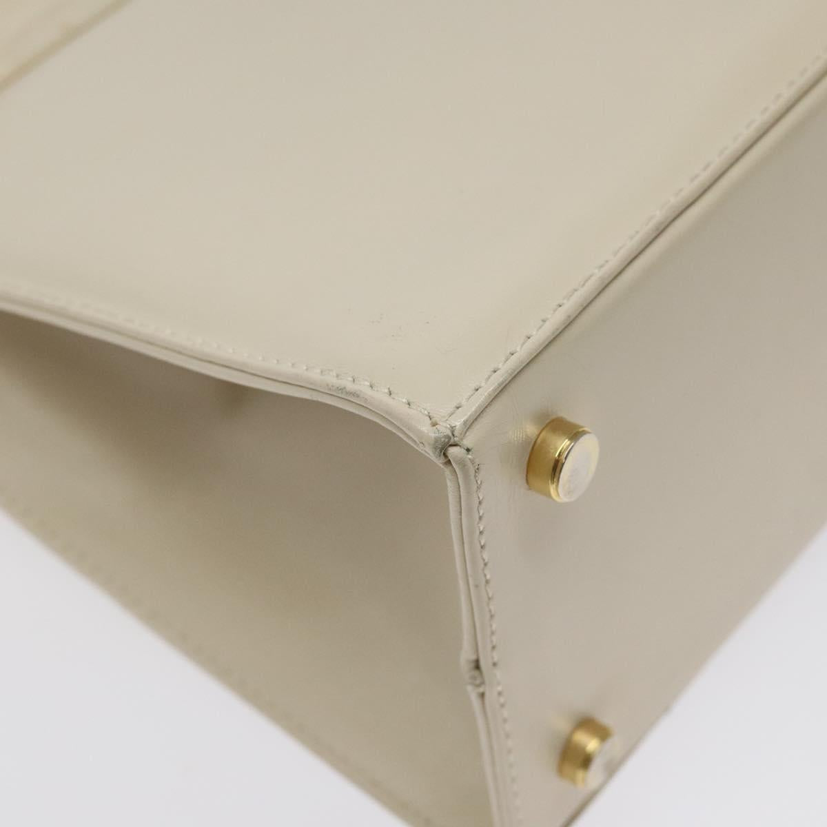 Salvatore Ferragamo Vala Hand Bag Leather Beige Gold Auth gh089