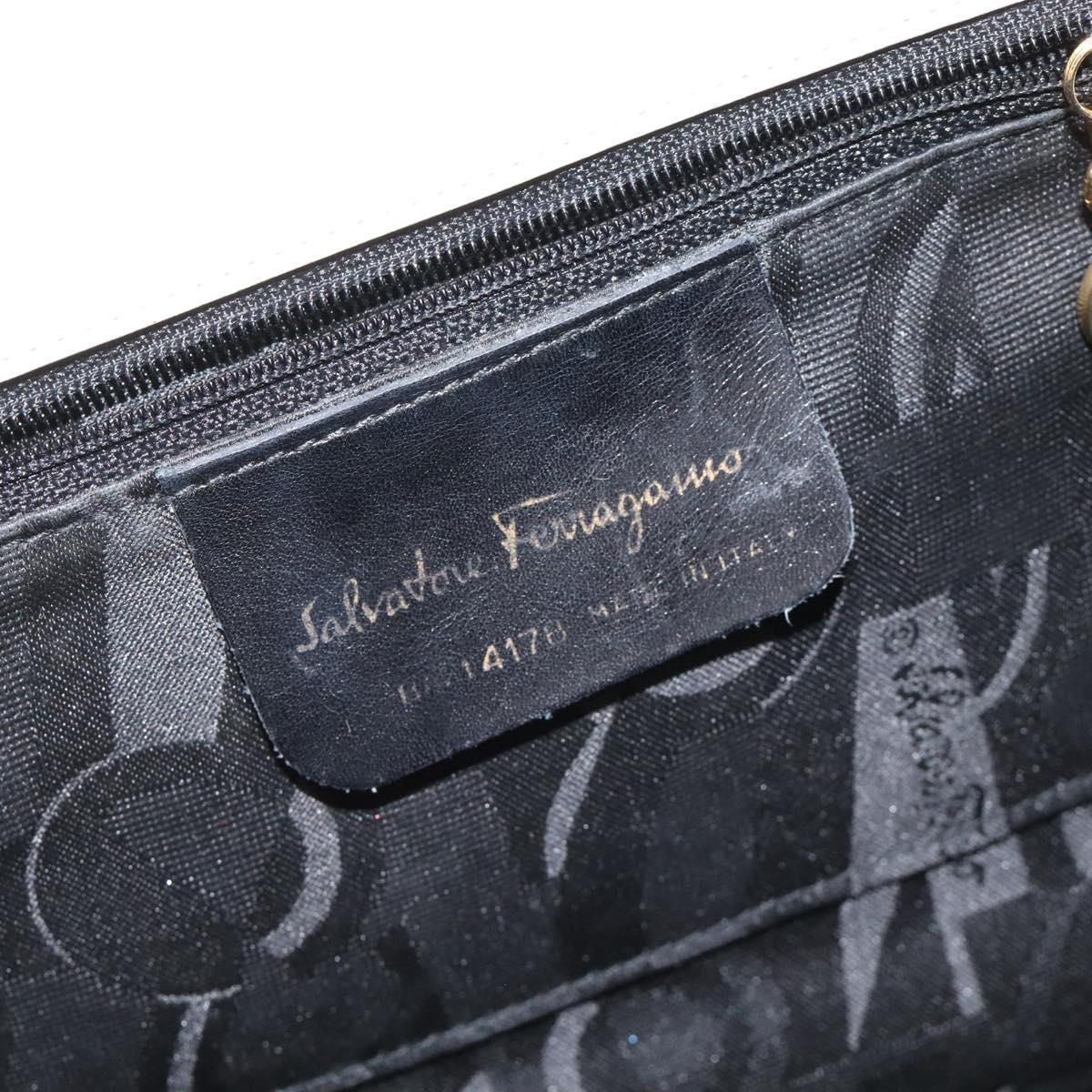 Salvatore Ferragamo Vala Hand Bag Leather Beige Gold Auth gh089