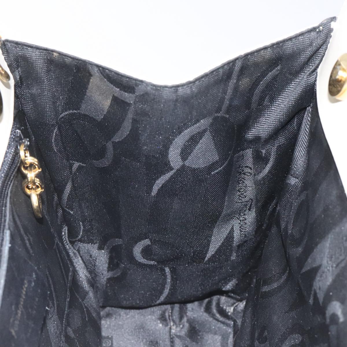 Salvatore Ferragamo Vala Hand Bag Leather Beige Gold Auth gh089