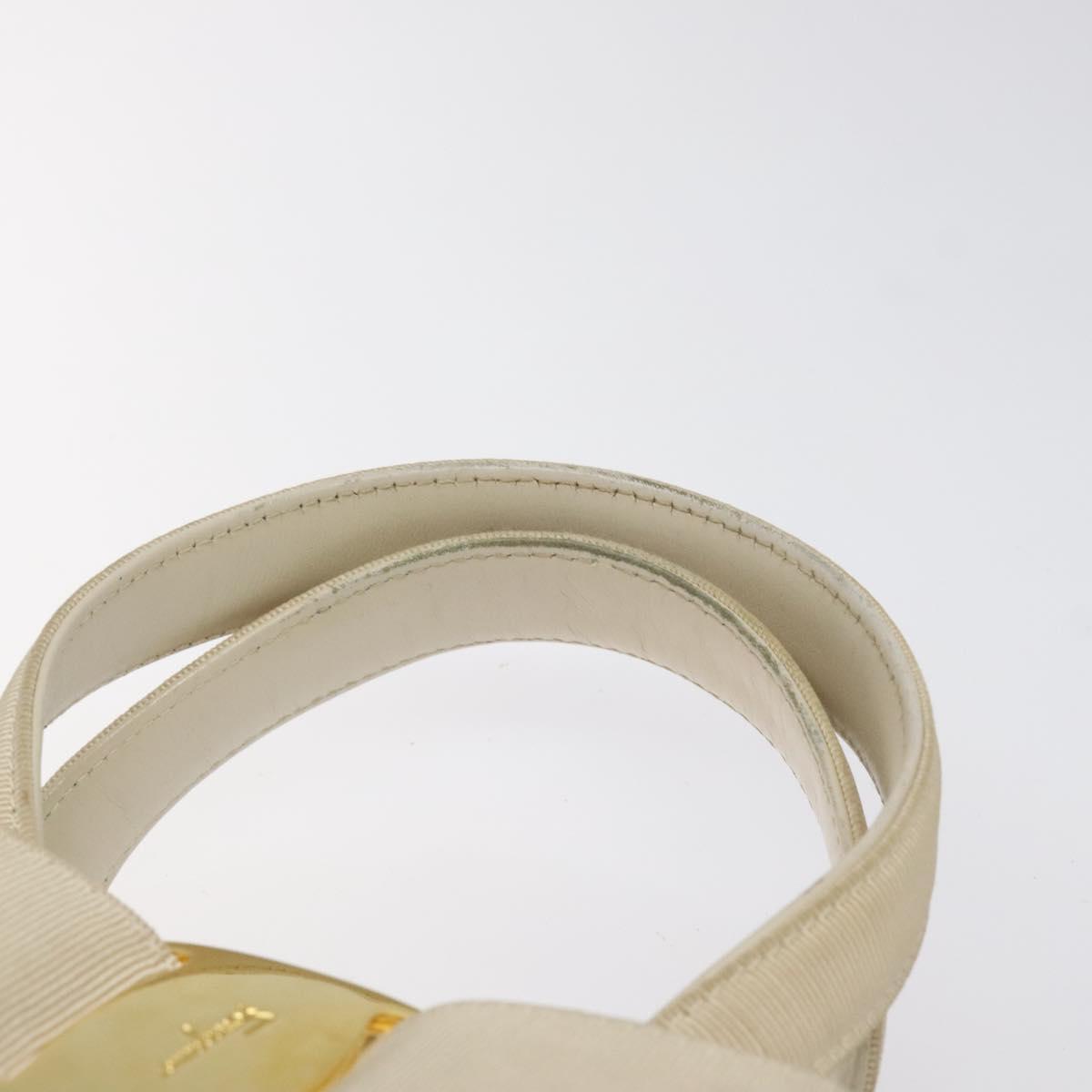 Salvatore Ferragamo Vala Hand Bag Leather Beige Gold Auth gh089