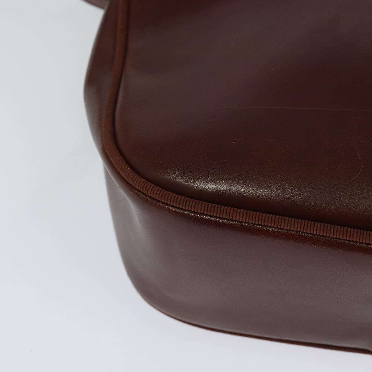 Salvatore Ferragamo Vala Shoulder Bag Leather Brown Gold Auth gh091