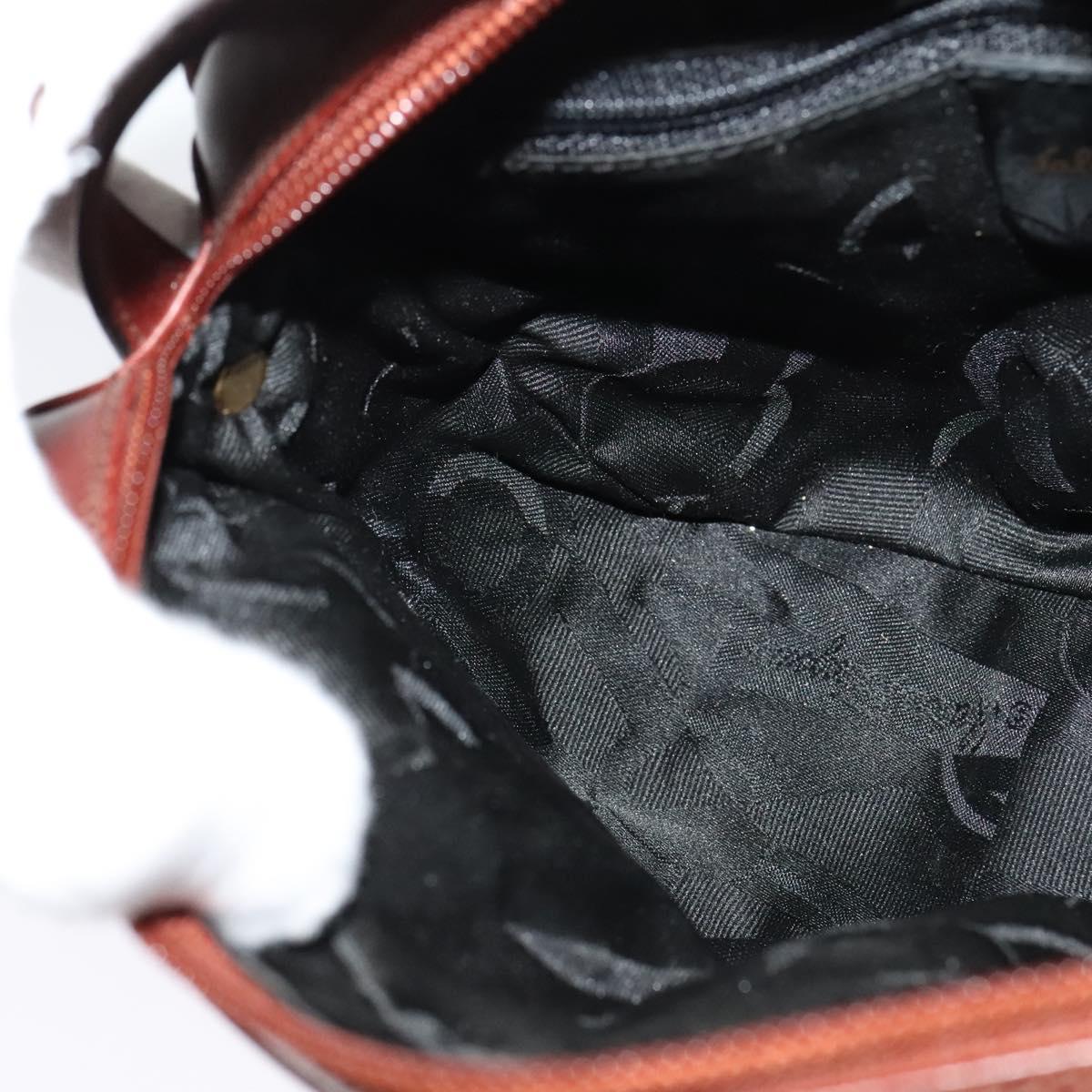 Salvatore Ferragamo Vala Shoulder Bag Leather Brown Gold Auth gh091