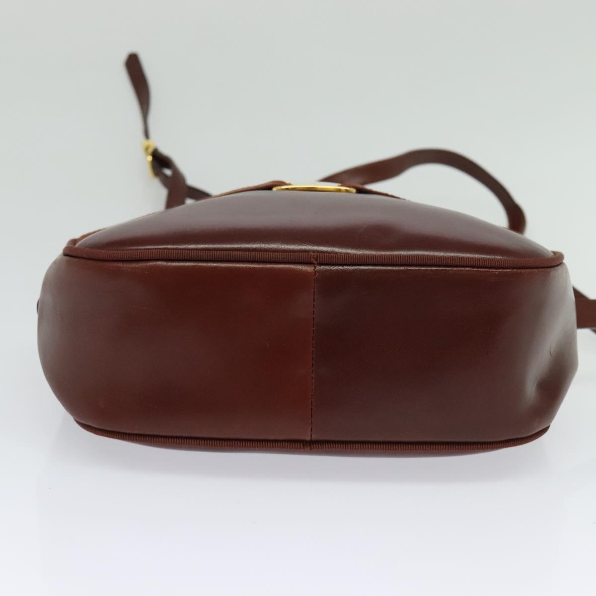 Salvatore Ferragamo Vala Shoulder Bag Leather Brown Gold Auth gh091