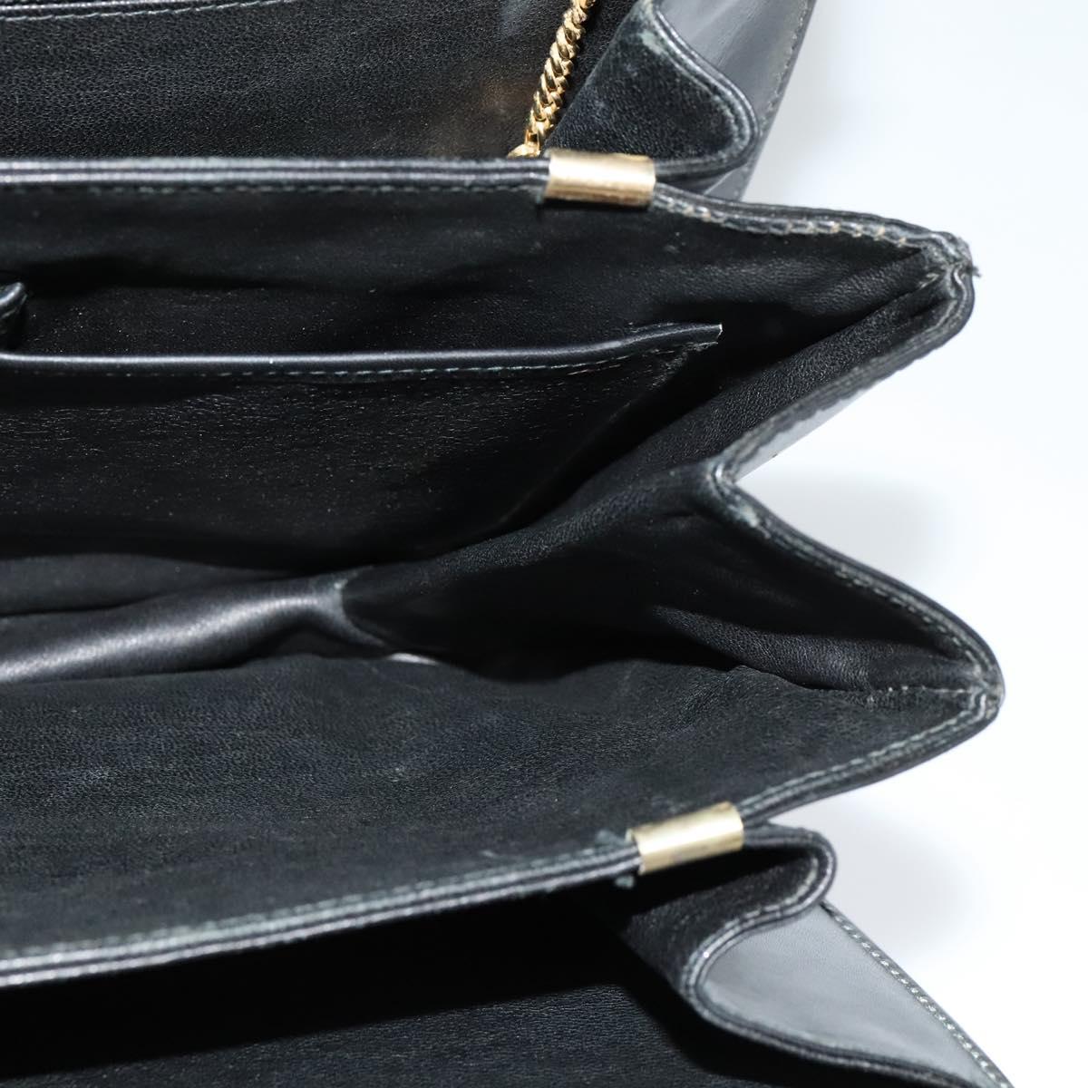 CELINE Shoulder Bag Leather Black Gold Auth gh092