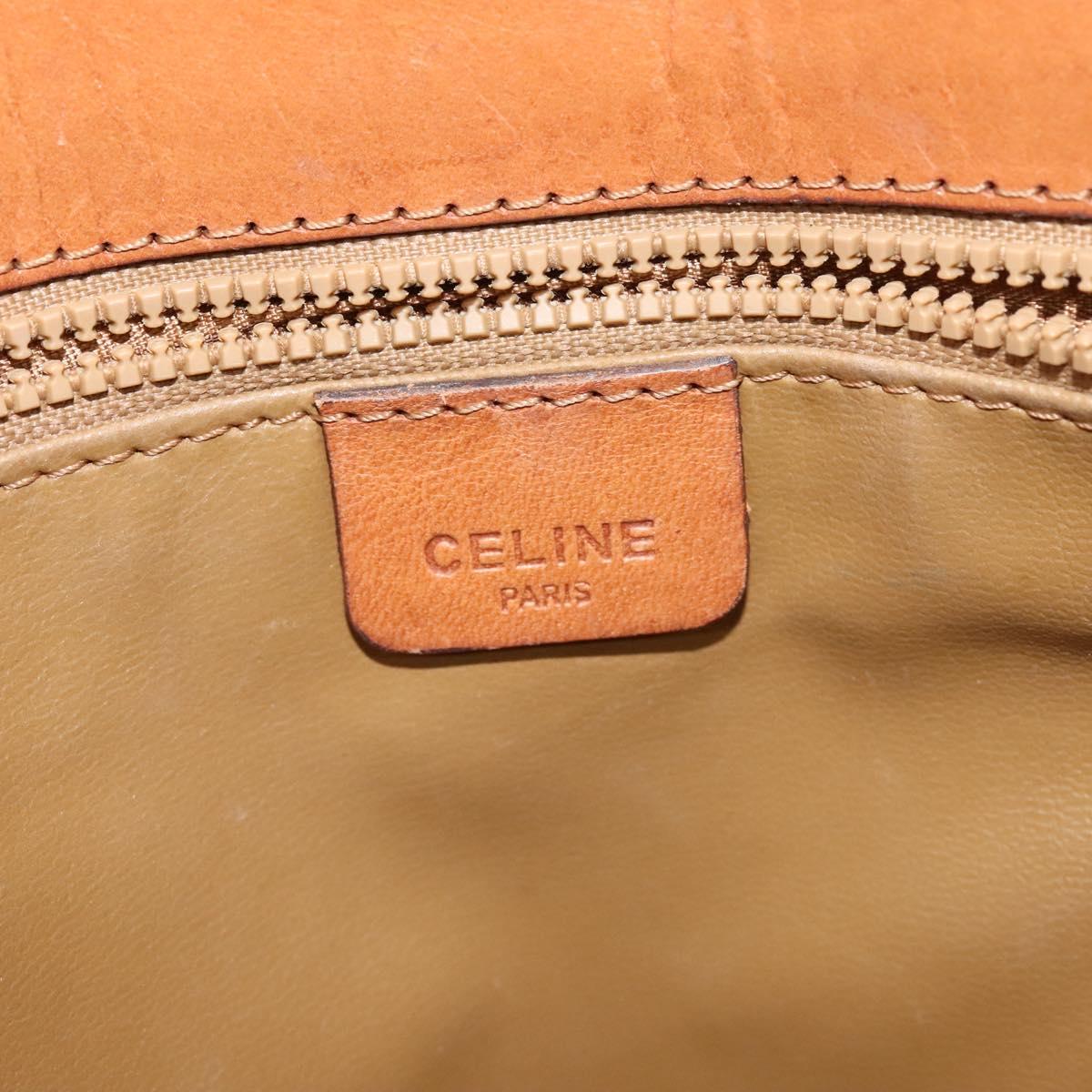 CELINE Macadam Canvas Shoulder Bag PVC Leather Brown Gold Auth gh093