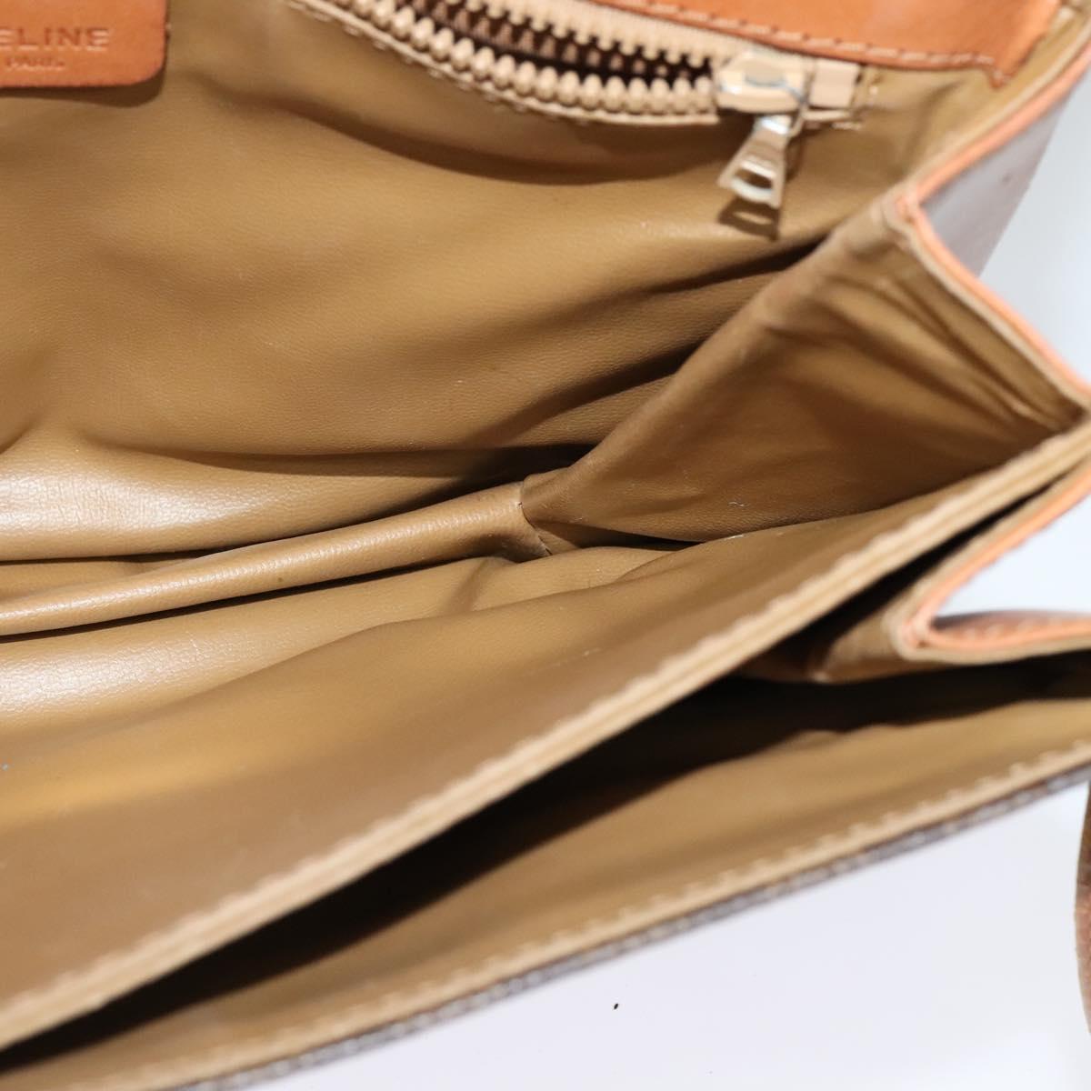 CELINE Macadam Canvas Shoulder Bag PVC Leather Brown Gold Auth gh093