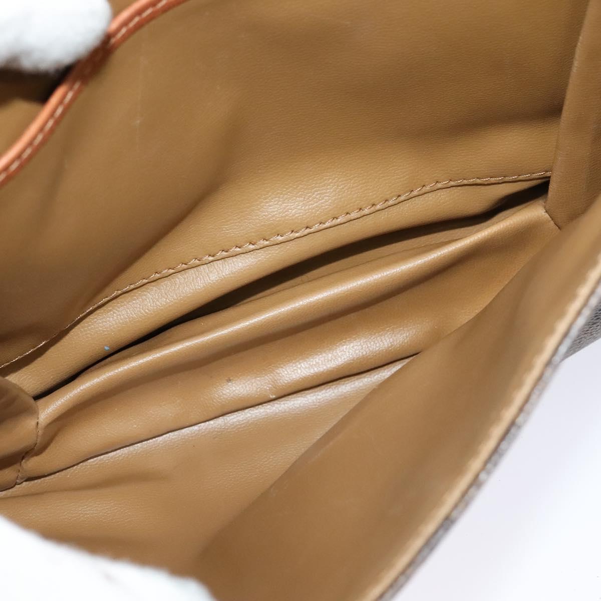 CELINE Macadam Canvas Shoulder Bag PVC Leather Brown Gold Auth gh093