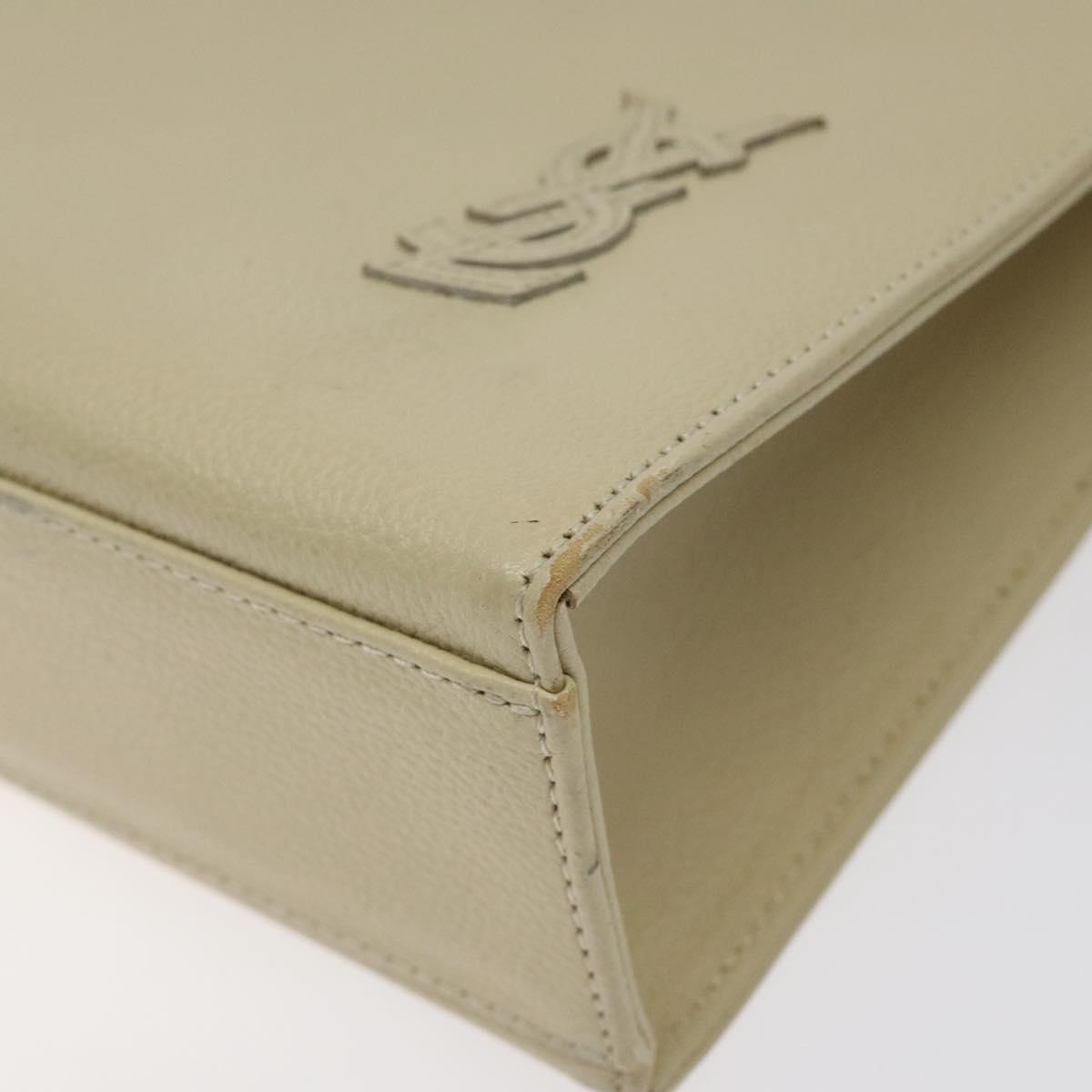 SAINT LAURENT Hand Bag Leather Gold Beige Auth gh097