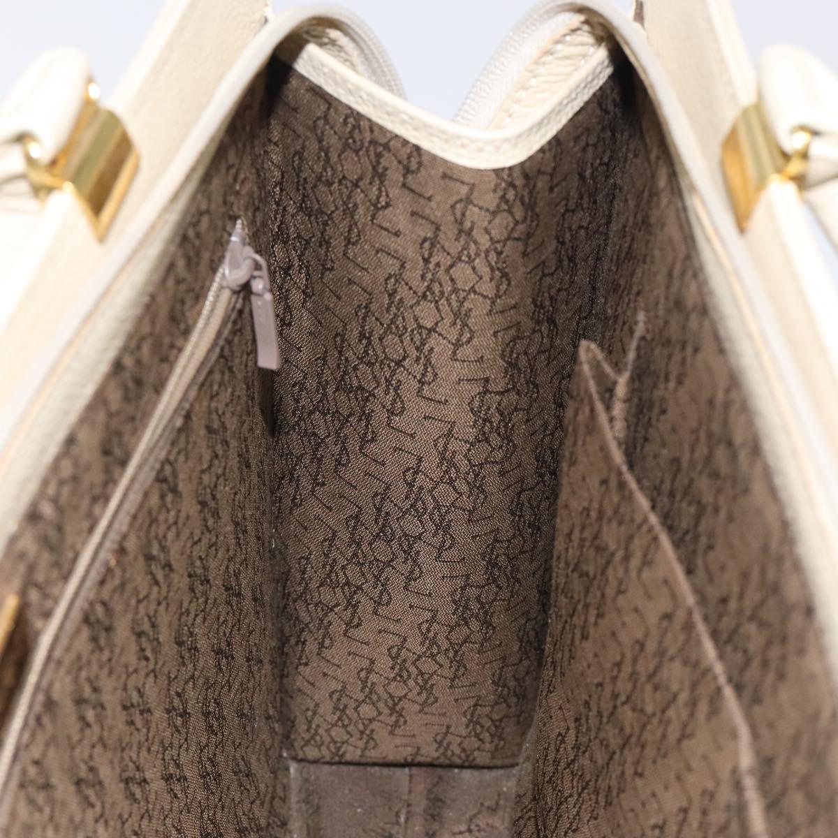SAINT LAURENT Hand Bag Leather Gold Beige Auth gh097