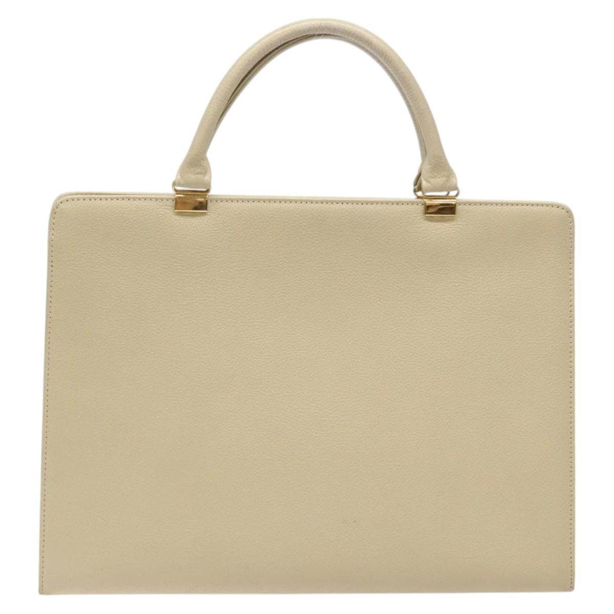 SAINT LAURENT Hand Bag Leather Gold Beige Auth gh097