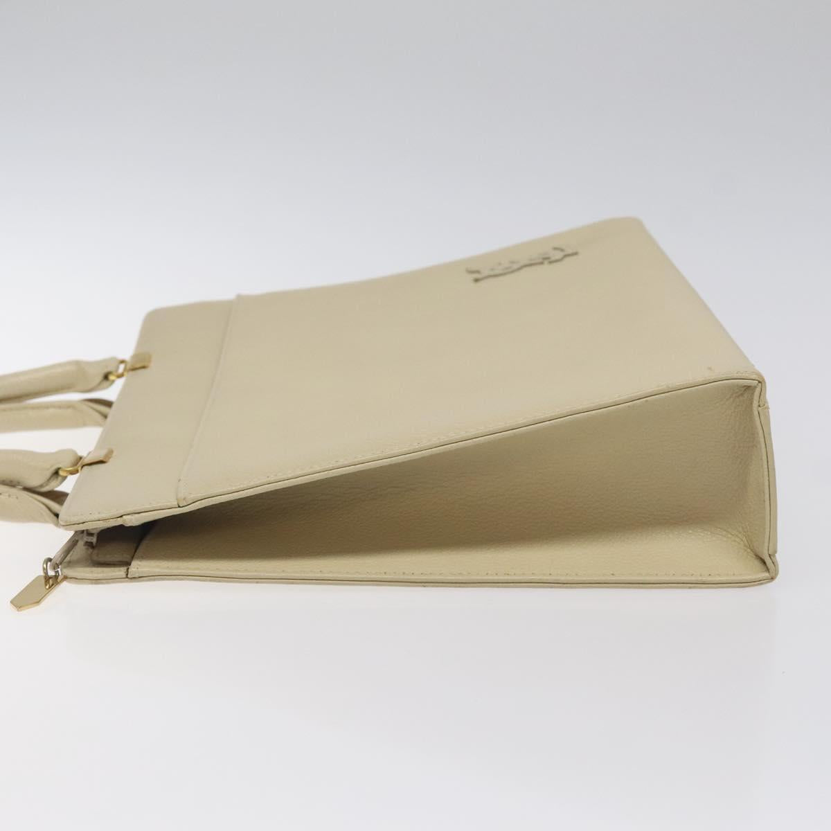 SAINT LAURENT Hand Bag Leather Gold Beige Auth gh097