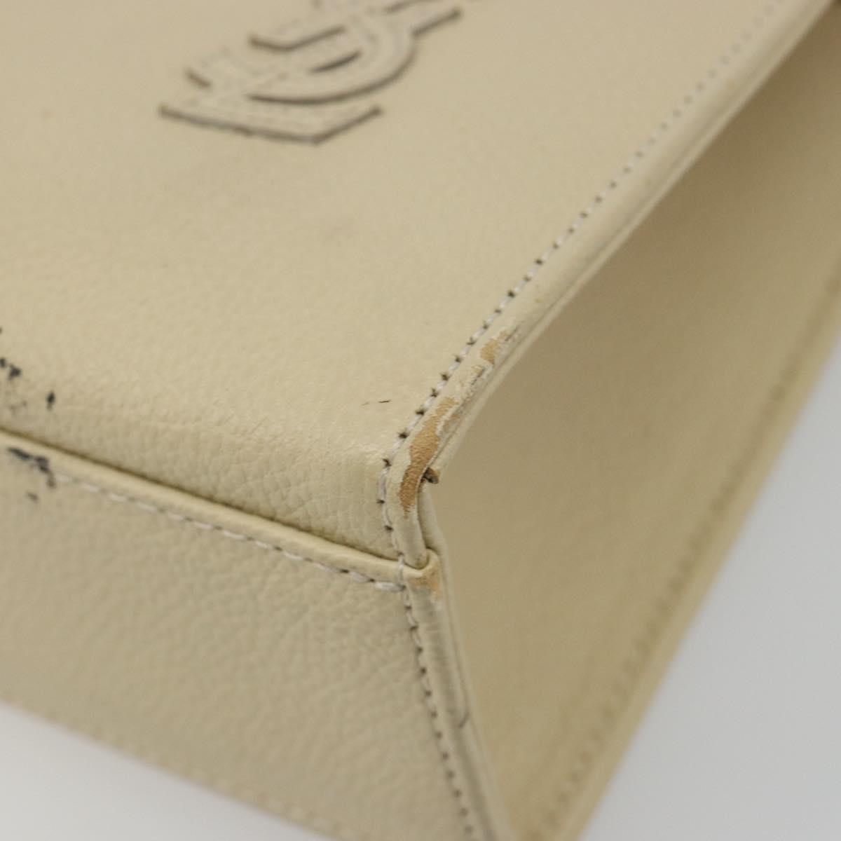 SAINT LAURENT Hand Bag Leather Gold Beige Auth gh097A