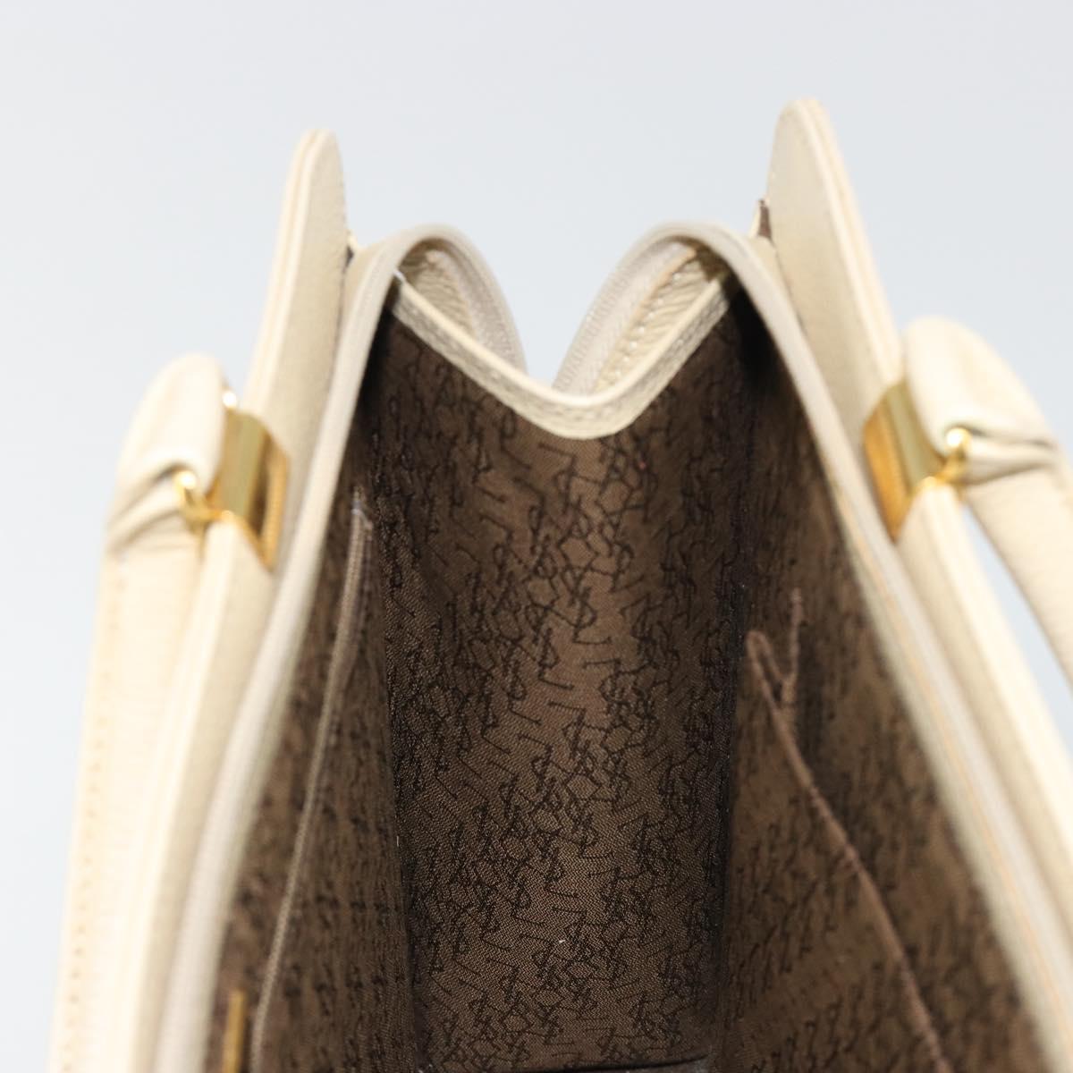 SAINT LAURENT Hand Bag Leather Gold Beige Auth gh097A