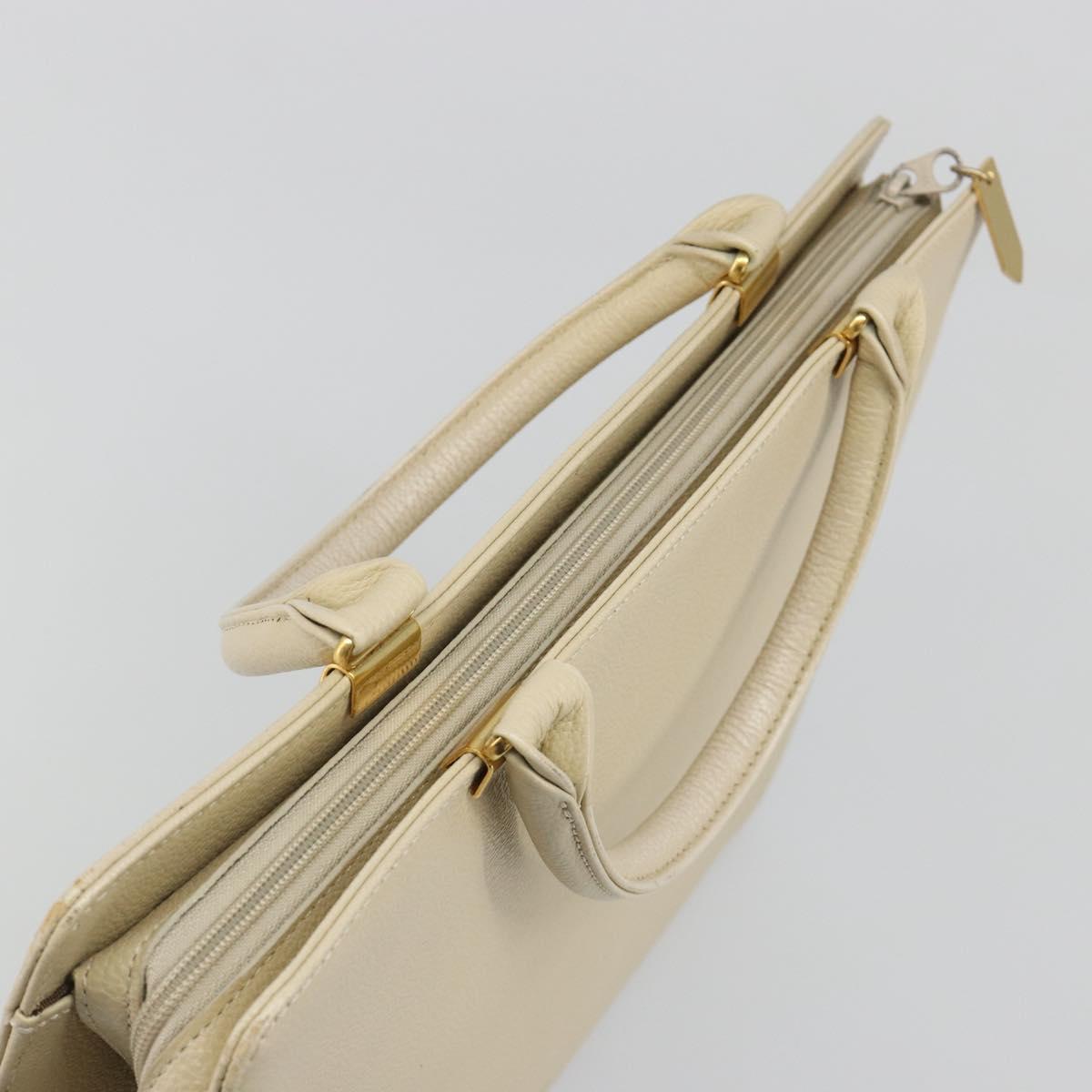 SAINT LAURENT Hand Bag Leather Gold Beige Auth gh097A